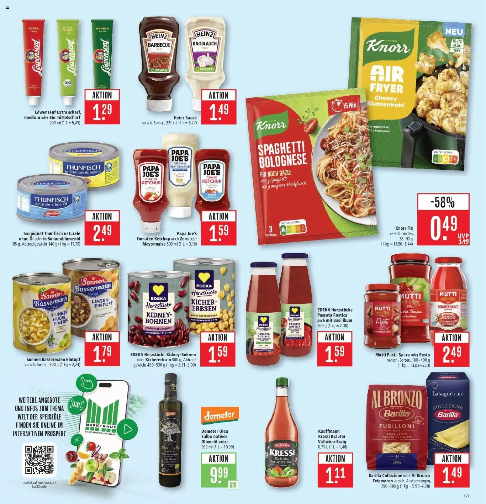 Marktkauf Prospekt Friedrichshafen (ab 03.08.2026) » Angebote online | Seite: 17 | Produkte: Knorr fix, Gewicht, Olivenol, Mayonnaise