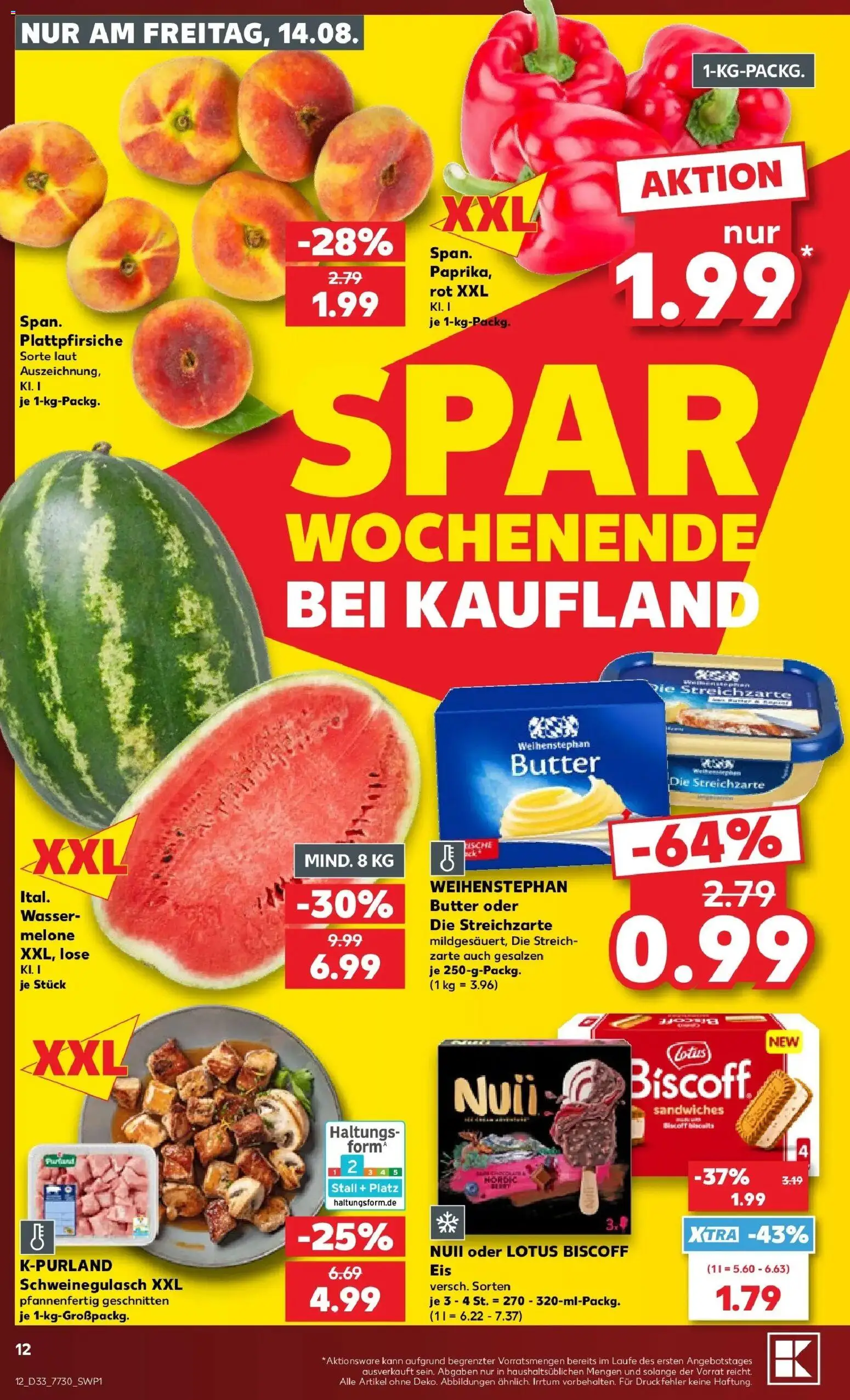 Prospekt Kaufland ab 10.08.2026 » Angebote Online zum Blättern | Seite: 21 | Produkte: Schweinegulasch, Butter, Weihenstephan butter, Wasser