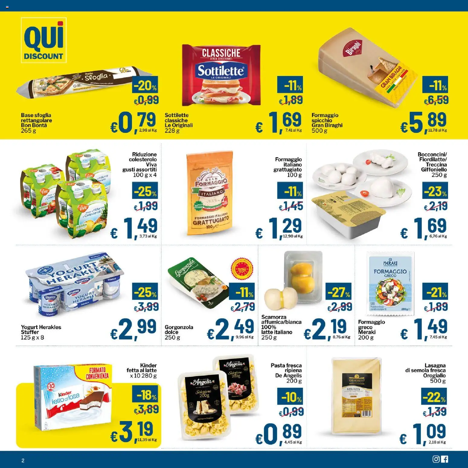 Volantino Qui Discount del 14/07/2026 | Pagina: 2 | Prodotti: Pasta sfoglia, Lasagna, Pasta, Gorgonzola
