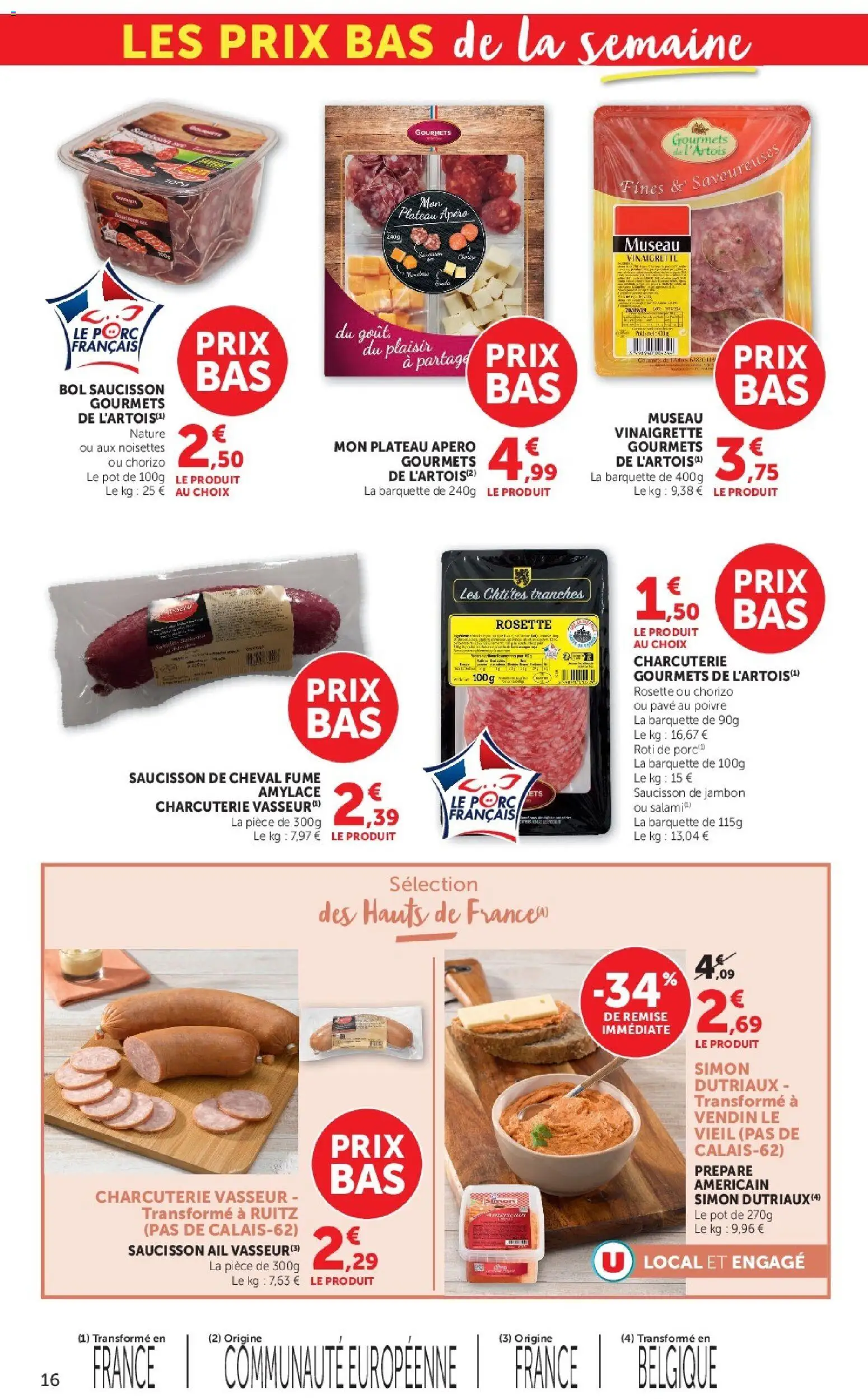 {H1} | Page: 16 | Produits: Charcuterie, Plateau, Noisettes, Porc
