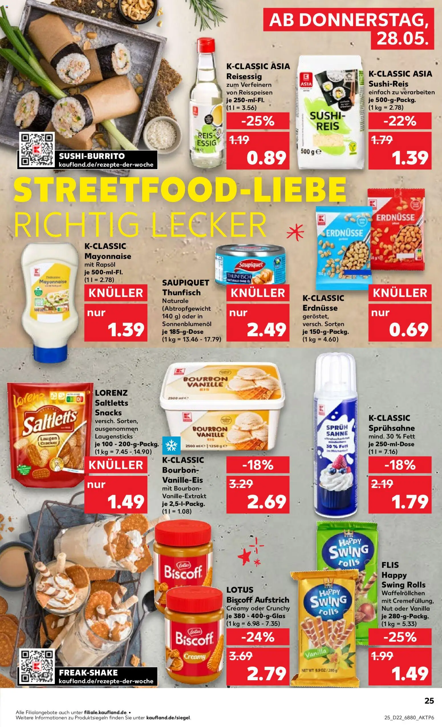 Kaufland Prospekt Völklingen – gültig ab 28.05.2026 | Seite: 25 | Produkte: Erdnüsse, Rapsöl, Mayonnaise, Reis