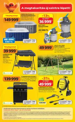 Auchan Kertészet és Szabadidő - amely érvényes a következő dátumtól: 16.04.2026 | Oldal: 28 | Termékek: Gázgrill, Magasnyomású mosó, Hintaágy