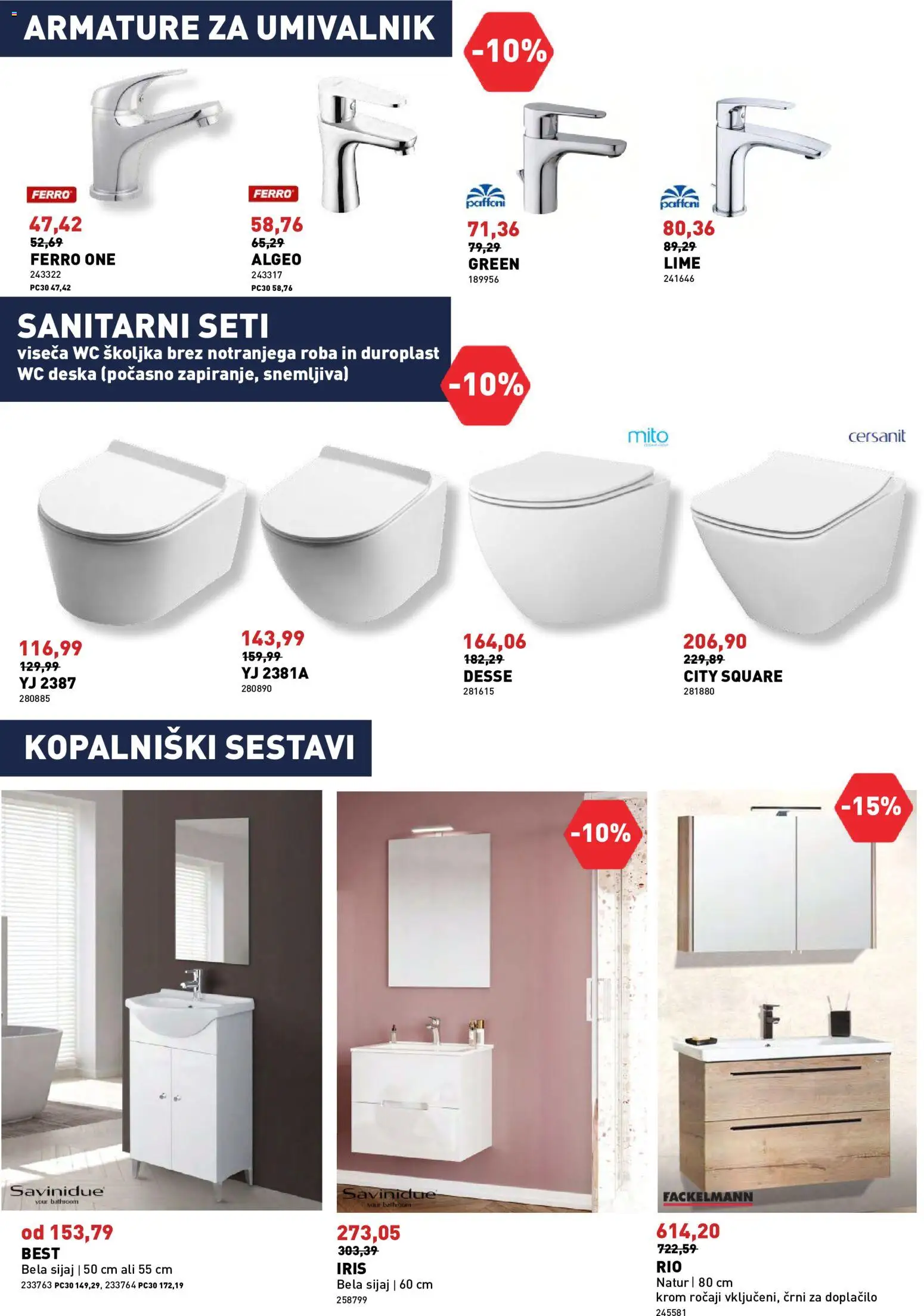 Novi Inpos katalog ponudbe – veljaven od 09.07.2026 | Stran: 23 | Izdelki: WC školjka, WC deska, Umivalnik