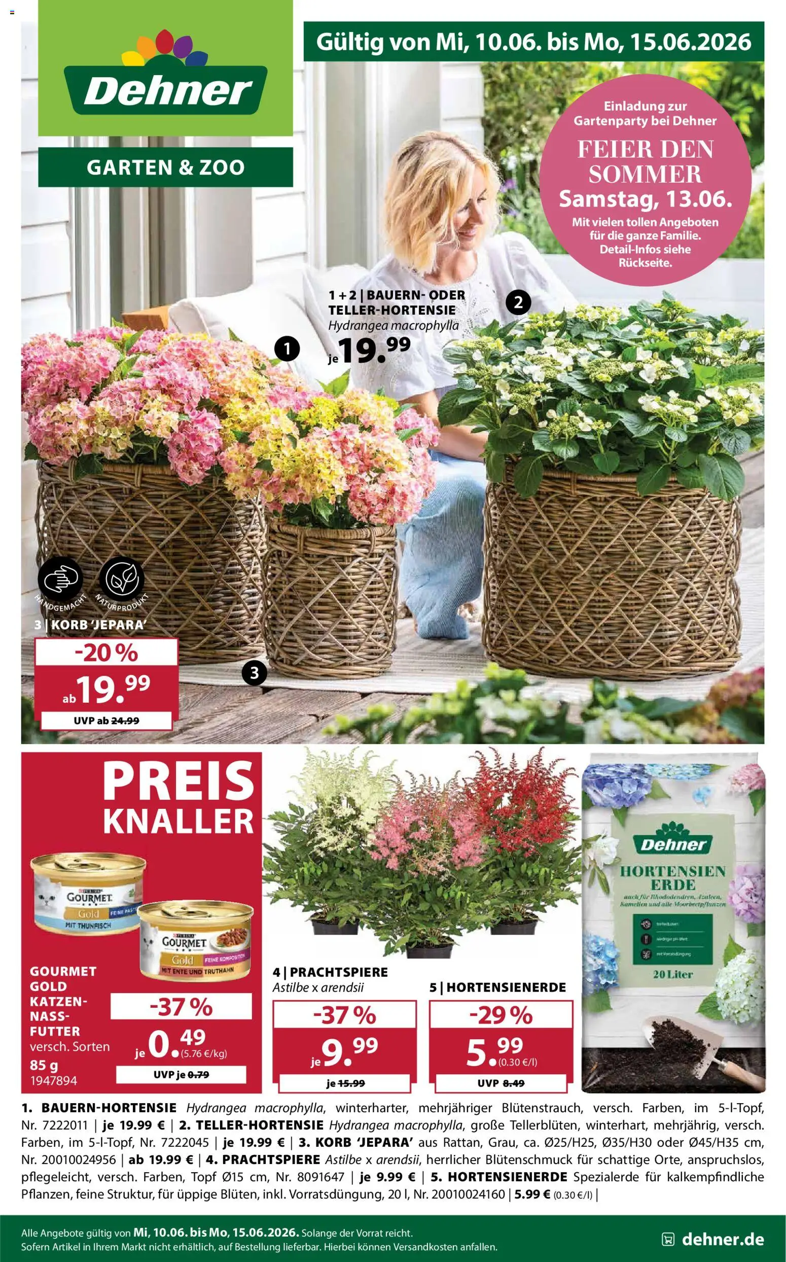 Dehner Prospekt – gültig ab 10.06.2026 | Seite: 1 | Produkte: Thunfisch, Korb, Ente