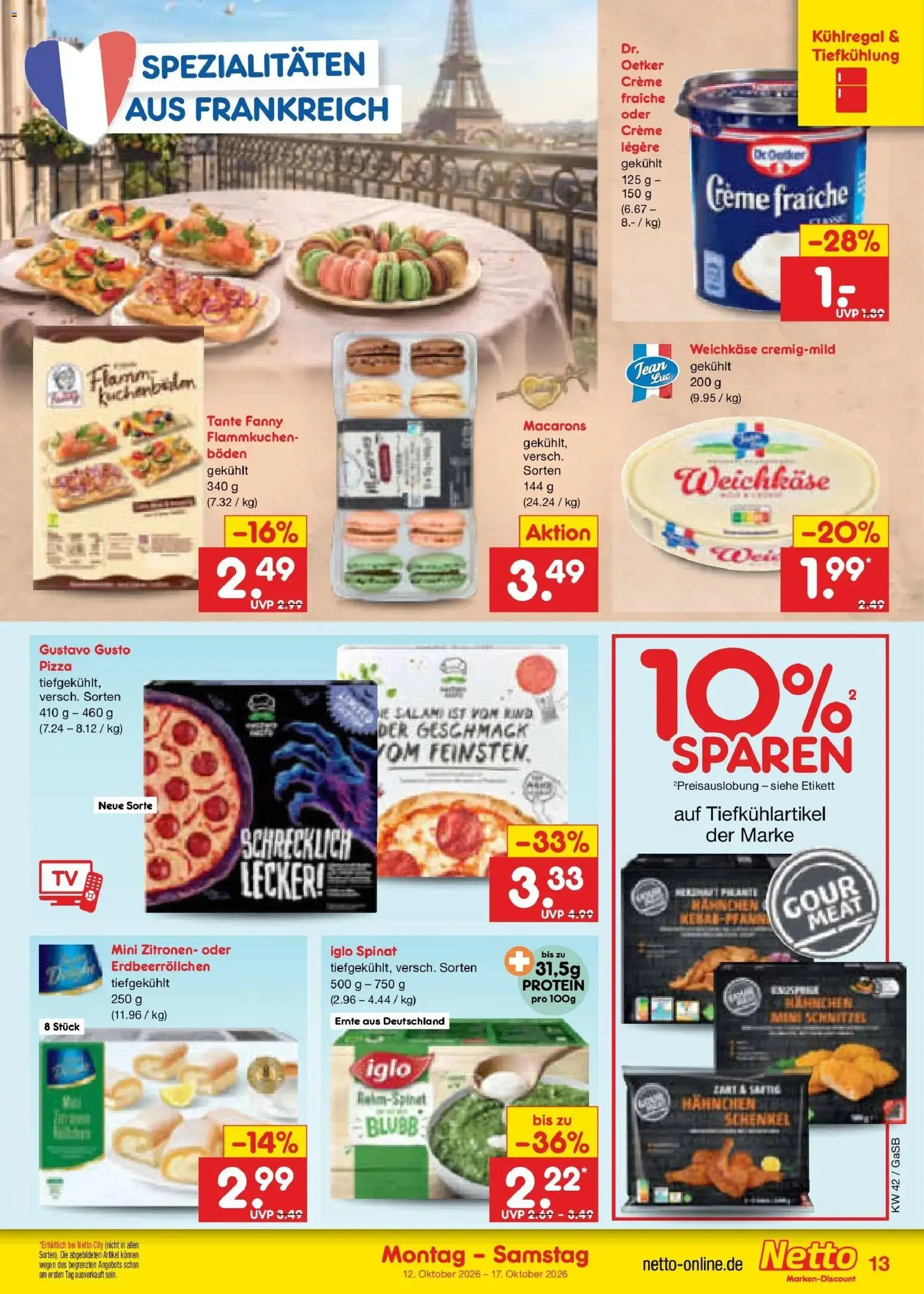 Netto Marken-Discount Prospekt Oldenburg (ab 12.10.2026) » Angebote | Seite: 15 | Produkte: Spezialitäten, Creme, Pizza, Zitronen