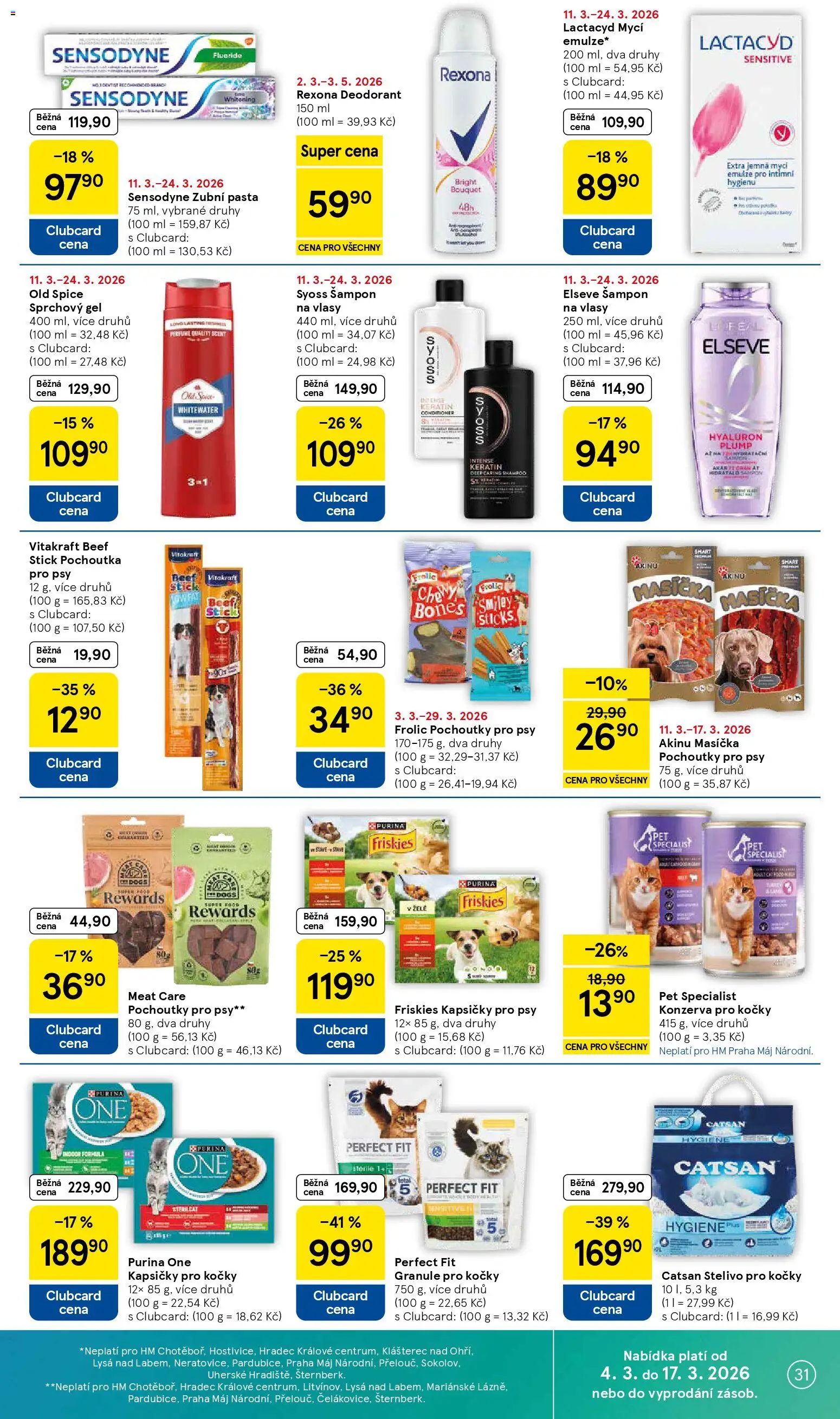 Tesco leták - Hypermarket od 11.03.2026 | Strana: 31 | Produkty: Syoss, Purina one, Stelivo, Pochoutka pro psy