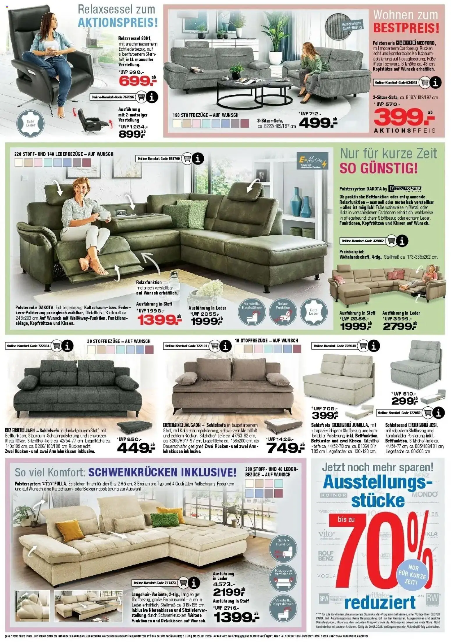 Ostermann - Möbel Ostermann: Neue Möbel wirken Wunder. (ab 08.08.2026) zum Blättern | Seite: 3 | Produkte: Schlafsofa, Relaxsessel, Kissen