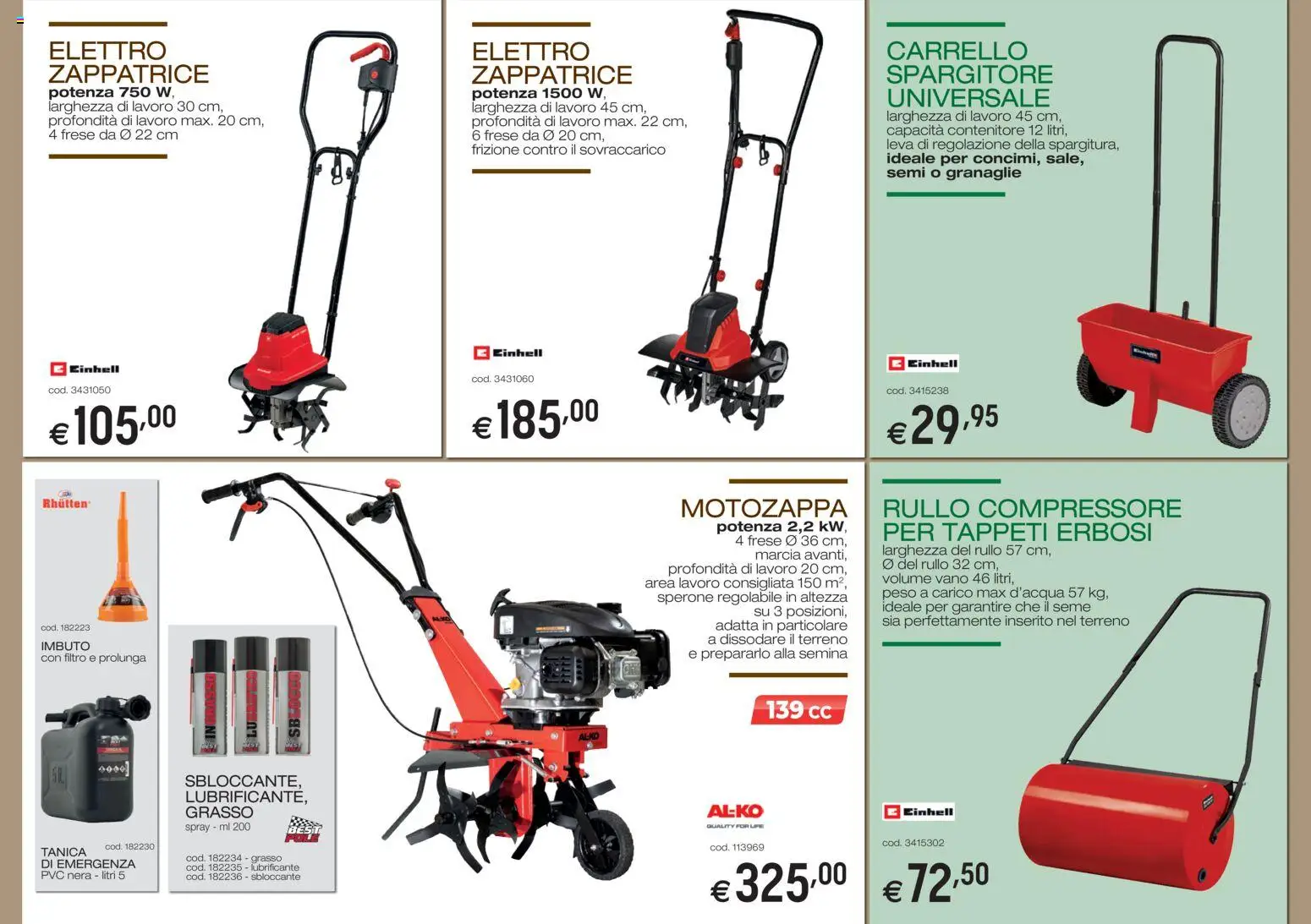 Volantino Brico OK del 05/03/2026 | Pagina: 9 | Prodotti: Lubrificante, Carrello, Motozappa, Contenitore