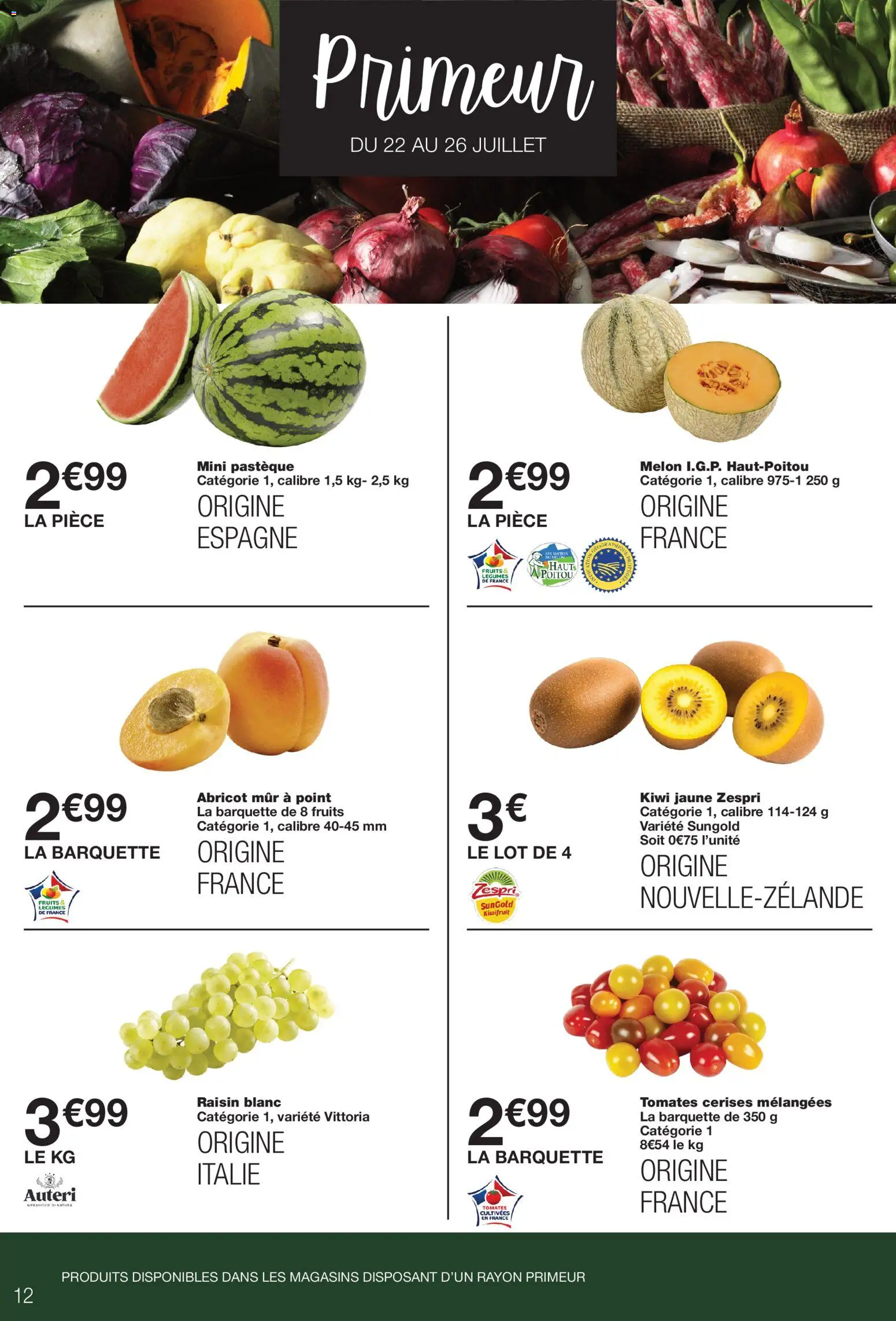 {H1} | Page: 12 | Produits: Abricot, Pastèque, Raisin, Tomates