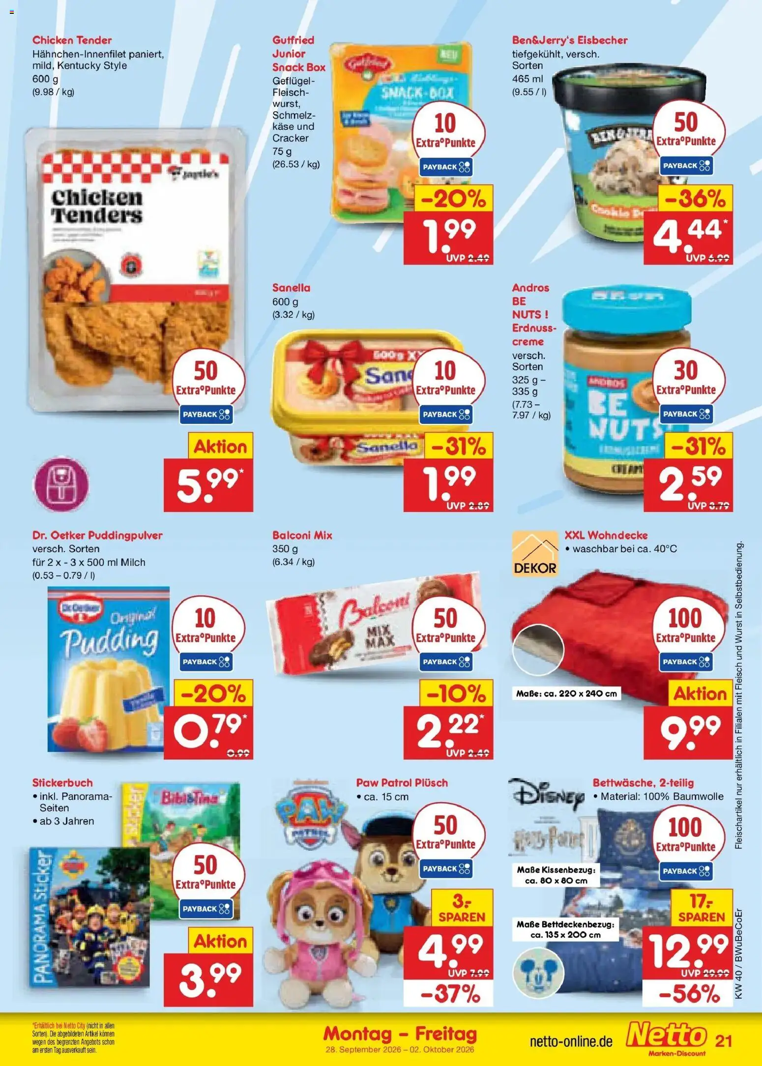 Netto Marken-Discount Prospekt Kremmen – gültig ab 28.09.2026 | Seite: 29 | Produkte: Milch, Box, Wurst, Sanella