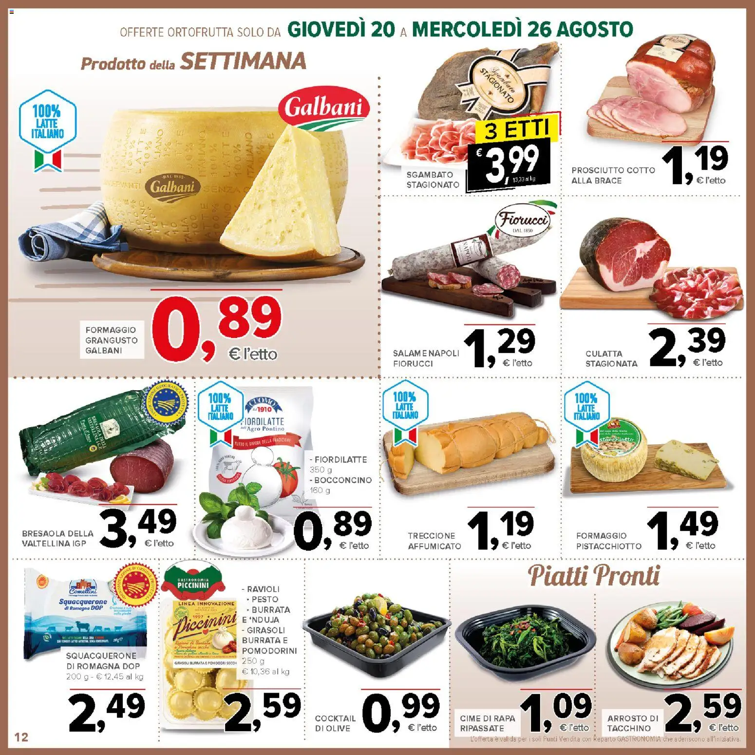 Volantino Todis del 20/08/2026 | Pagina: 12 | Prodotti: Piatti, Latte, Pomodori, Ravioli