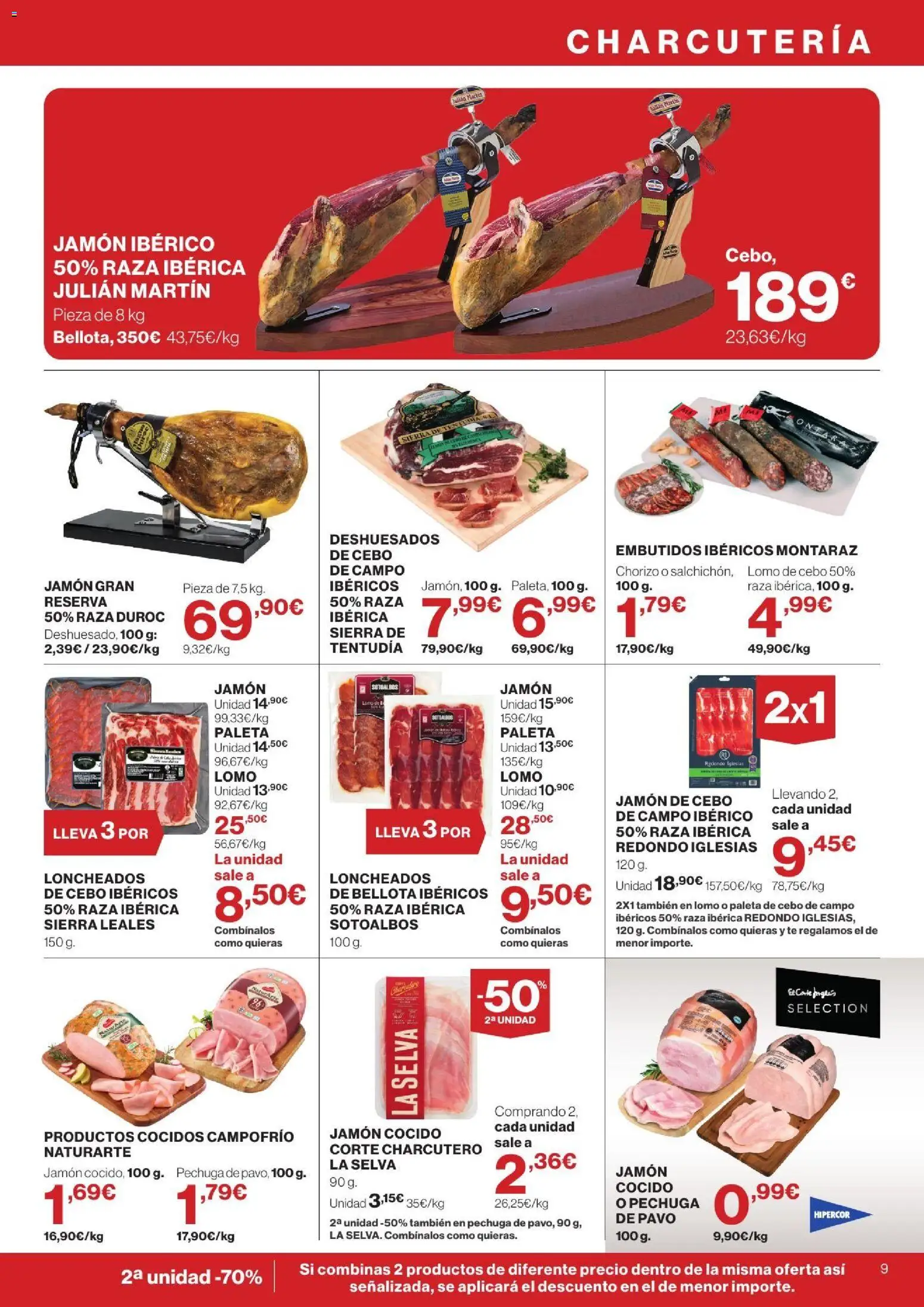 Hipercor catálogo │ válido desde el 10/09/2026 | Página: 9 | Productos: Jamón ibérico, Lomo, Jamón cocido, Té