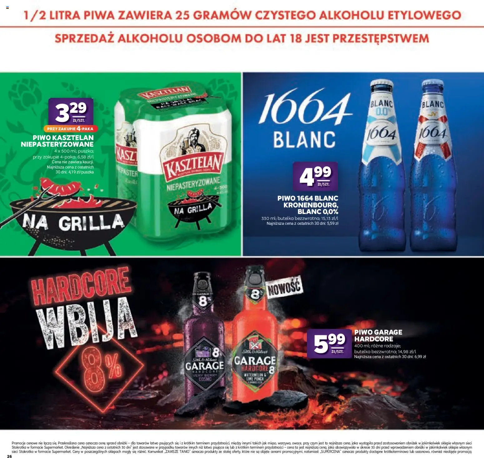Stokrotka gazetka - Katalog Kulinarny od 20.08.2026 | Strona: 26 | Produkty: Piwo Garage, Stokrotka, Piwo kasztelan, Piwo