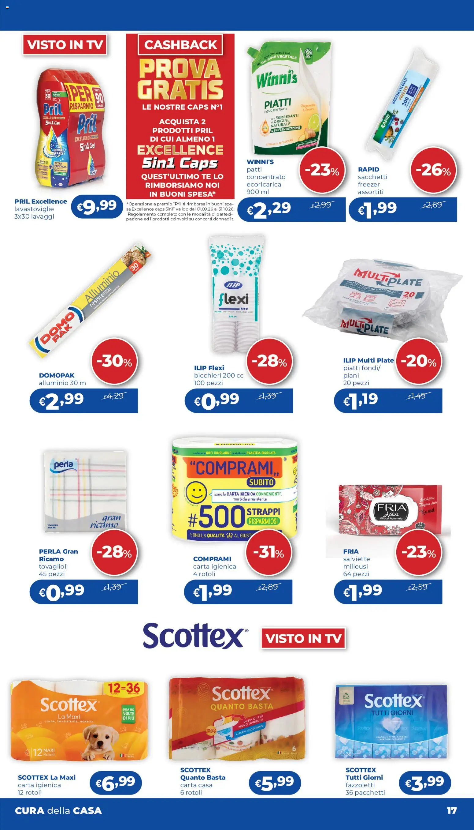 Volantino Acqua e Sapone del 24/09/2026 | Pagina: 17 | Prodotti: Carta igienica, Fazzoletti, Piatto, Alluminio