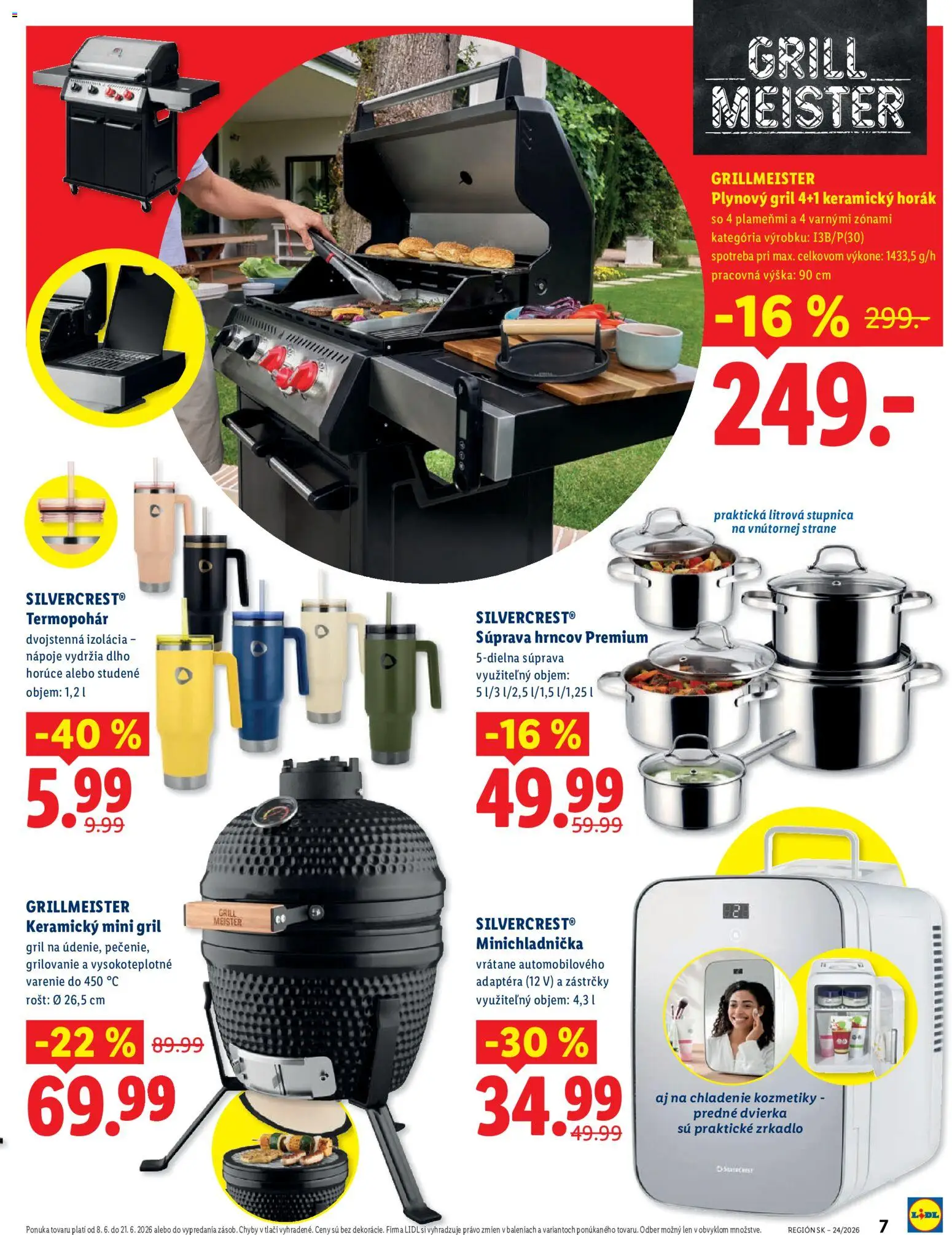 Nové Lidl akcie – leták je platný od 08.06.2026 | Strana: 7 | Produkty: Gril, Zrkadlo, Rošt