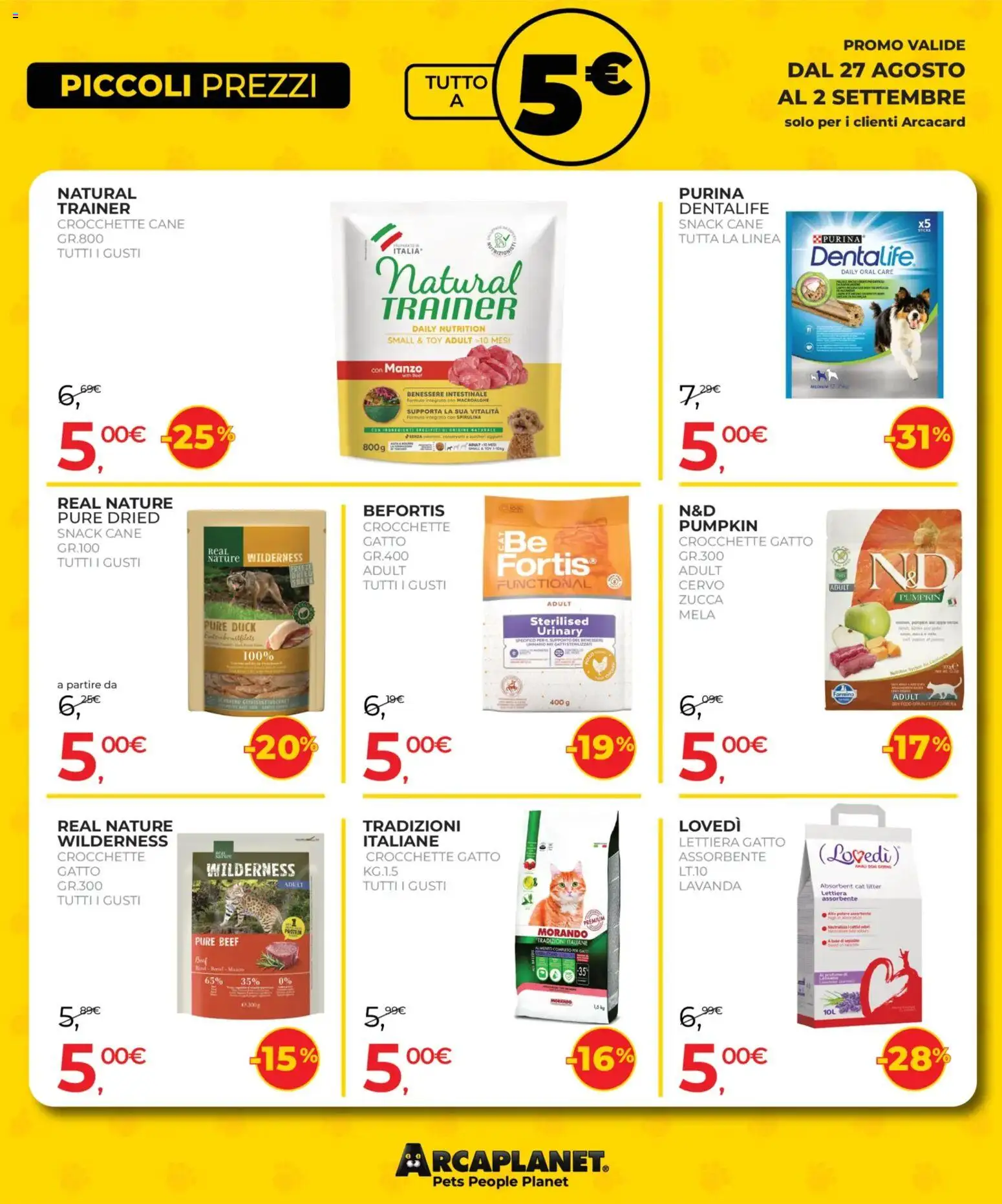 Volantino Arcaplanet del 27/08/2026 | Pagina: 12 | Prodotti: Crocchette, Zucca, Crocchette cane, Crocchette gatto