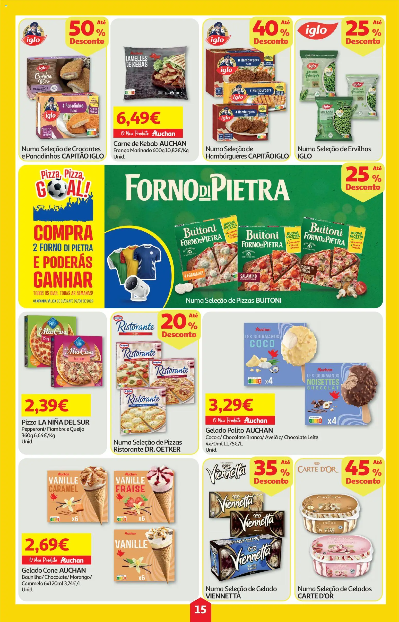 Auchan folheto │ válido de 04.06.2026 | Página: 15 | Produtos: Forno, Peito de frango, Capitão iglo, Leite