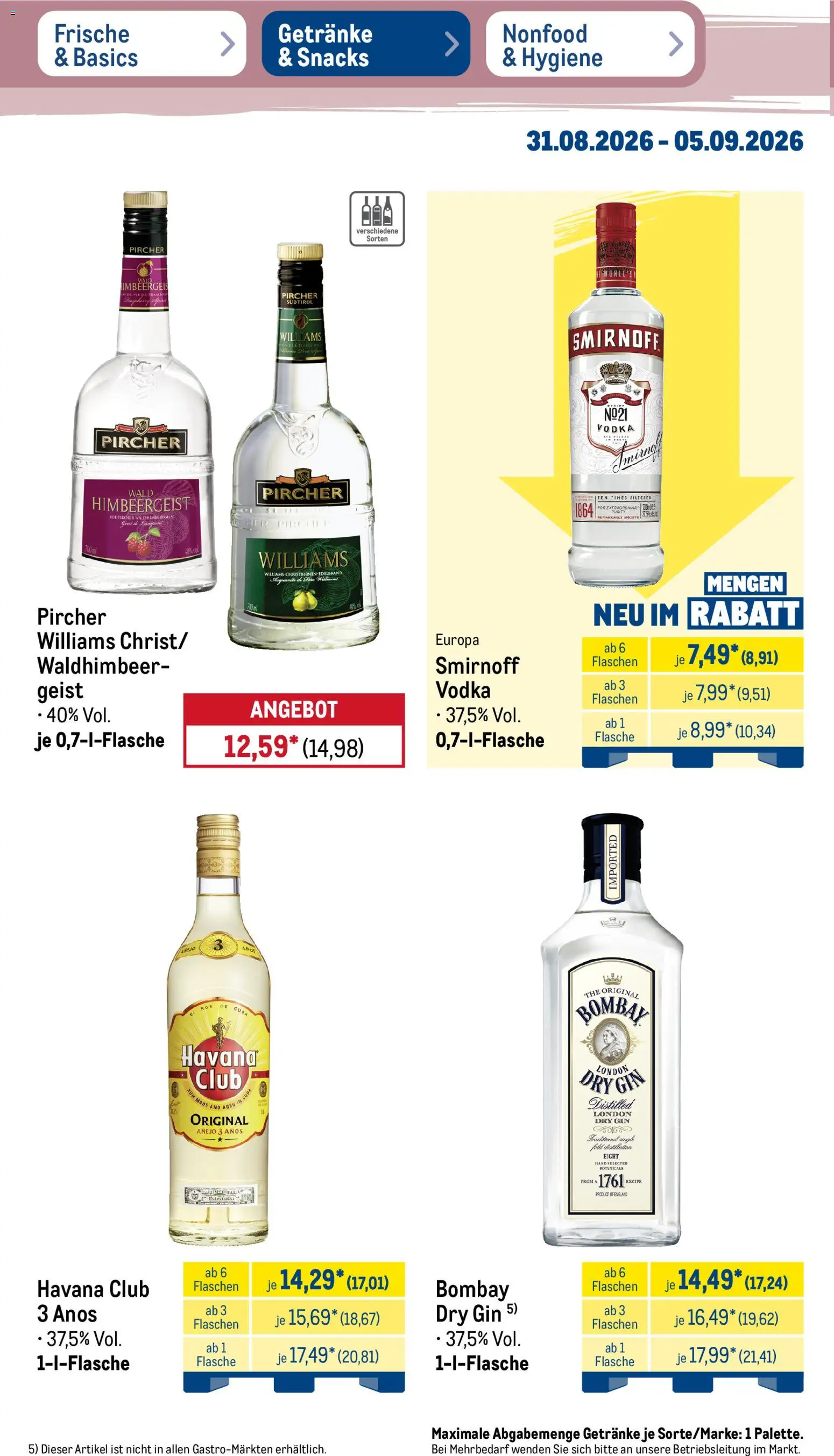 Metro Prospekt – gültig ab 31.08.2026 | Seite: 32 | Produkte: Havana club, Smirnoff, Vodka, Gin