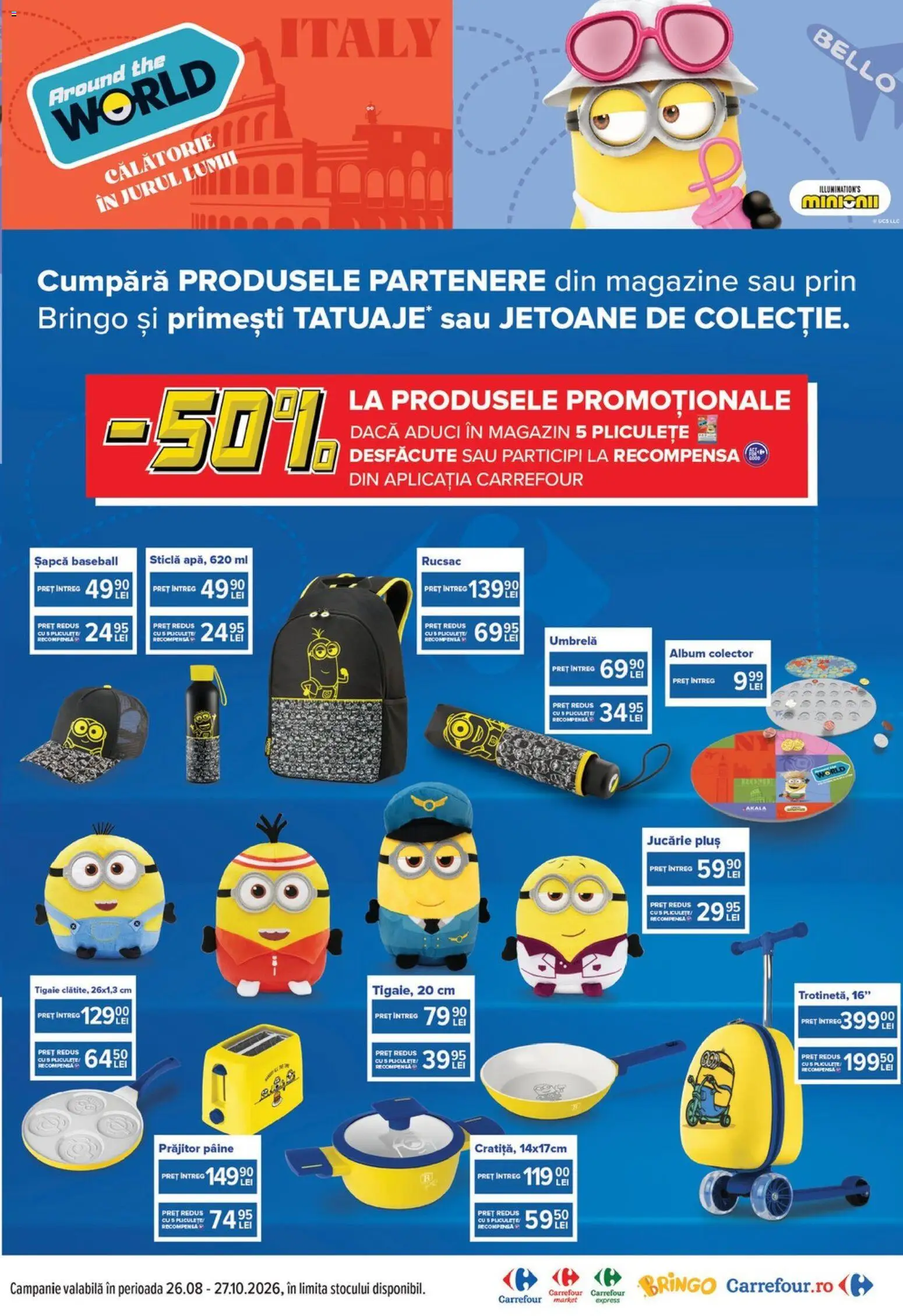 Noul catalog Carrefour – valabil de la 26.08.2026 | Pagină: 3 | Produse: Umbrelă, Tigaie, Pâine, Rucsac