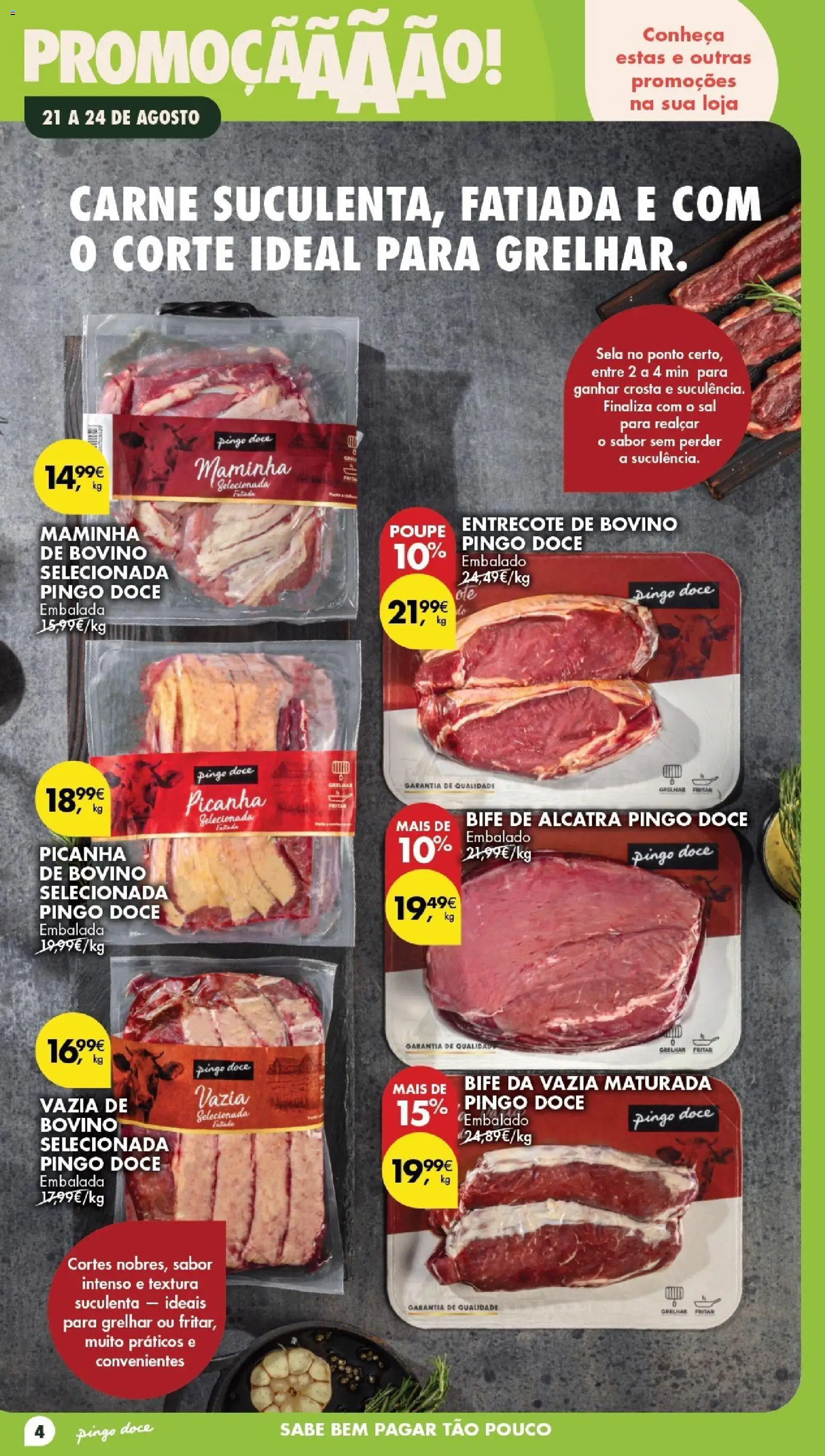 Pingo Doce Poupe este Fim de Semana │ válido de 21/08/2026 | Página: 4 | Produtos: Sal, Carne, Bife de alcatra, Bife