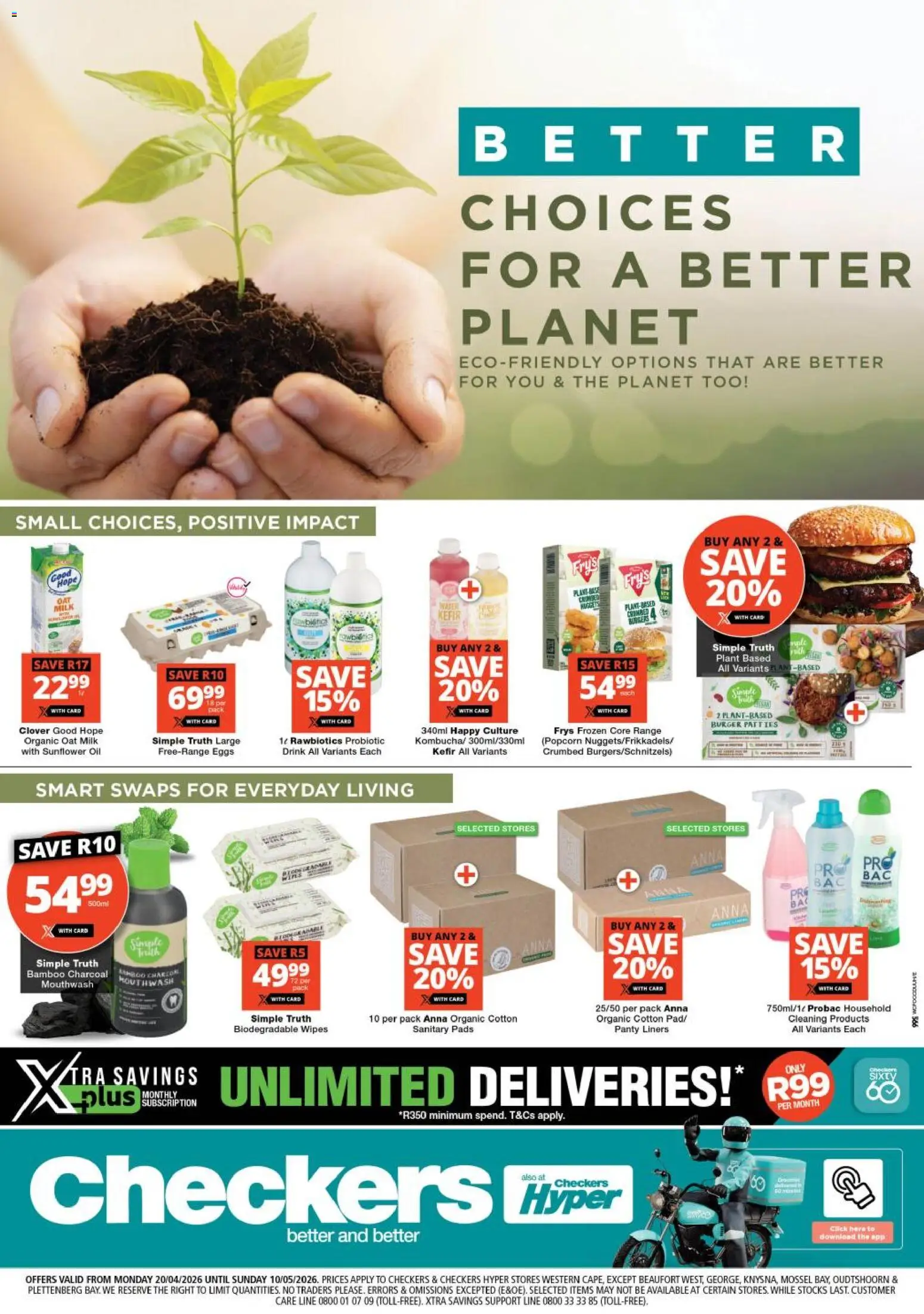 New Checkers catalogue – valid from 20.04.2026 | Page: 1 | Products: Pads, Eggs, Popcorn, Panty liners