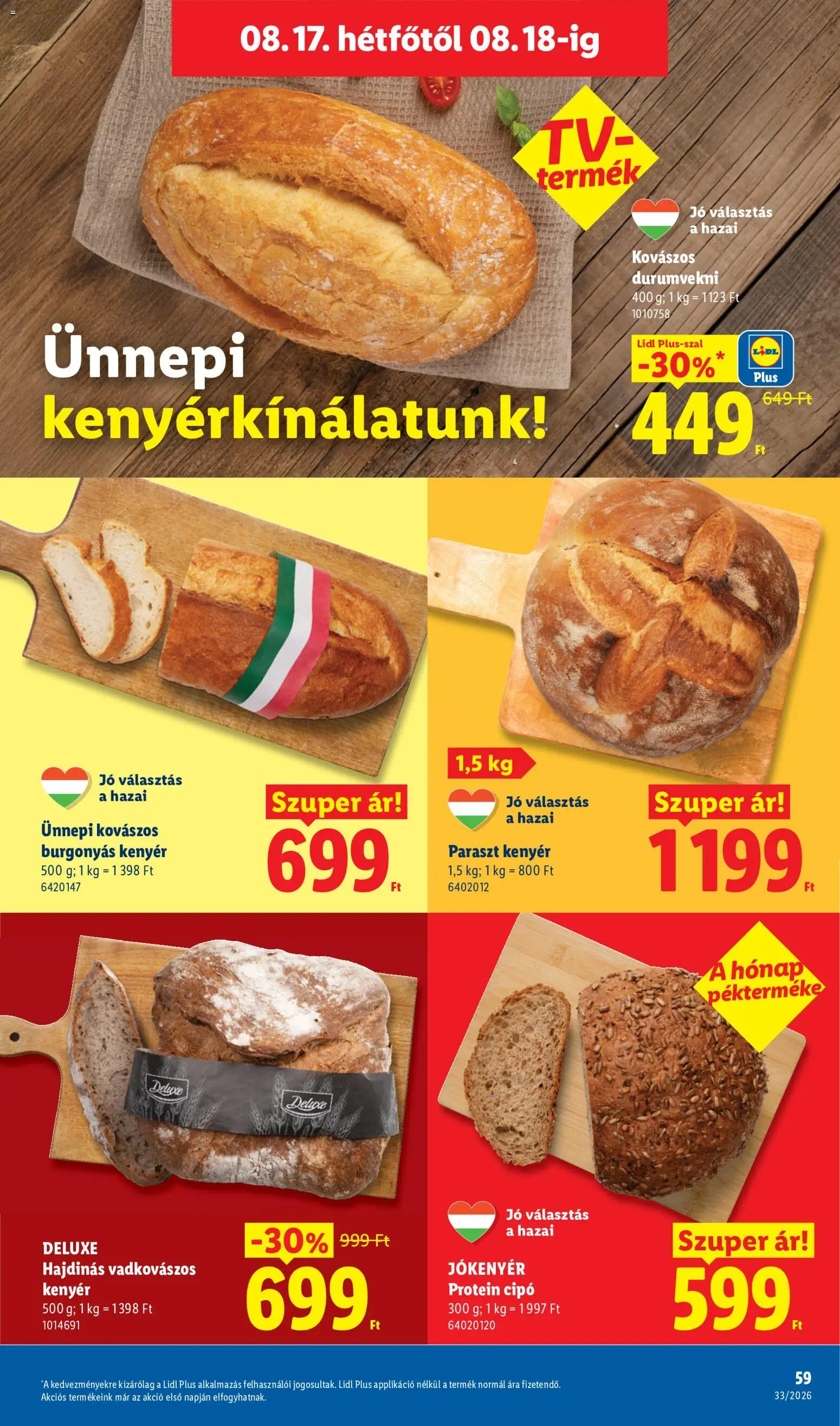Lidl akciós ujság - amely érvényes a következő dátumtól: 2026.08.13. | Oldal: 59 | Termékek: Protein, Kenyér