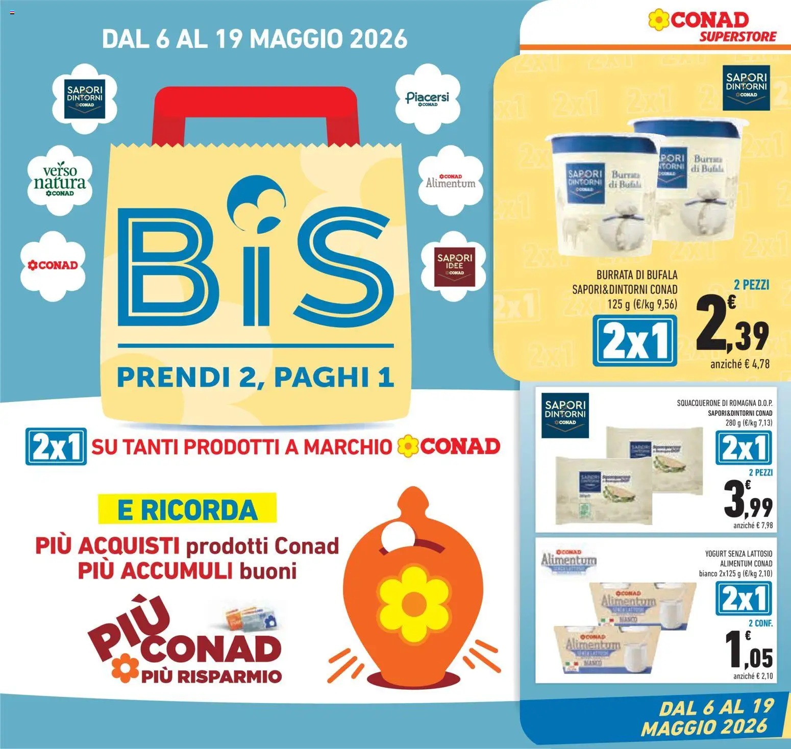Volantino Conad del 06.05.2026 | Pagina: 6 | Prodotti: Yogurt senza lattosio, Yogurt, Burrata