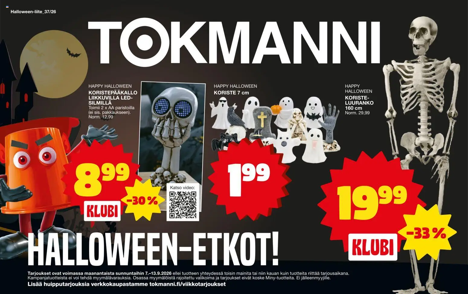 Tokmanni Halloween – voimassa 07/09/2026 alkaen | Sivu: 1 | Tuotteet: Voi, Video
