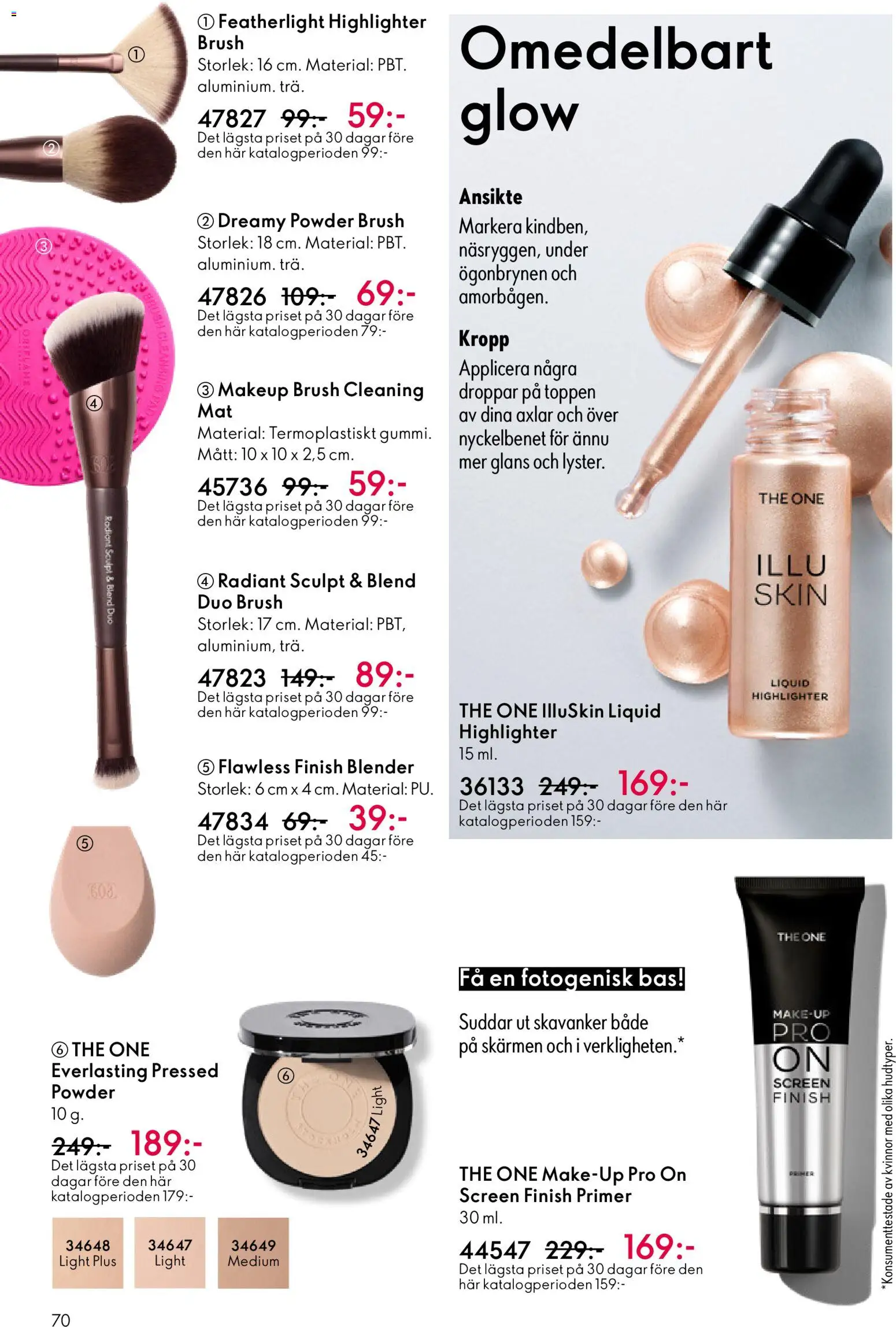 Oriflame reklamblad aktuell från 11.03.2026 | Sida: 70 | Produkter: Highlighter, Primer, Blender