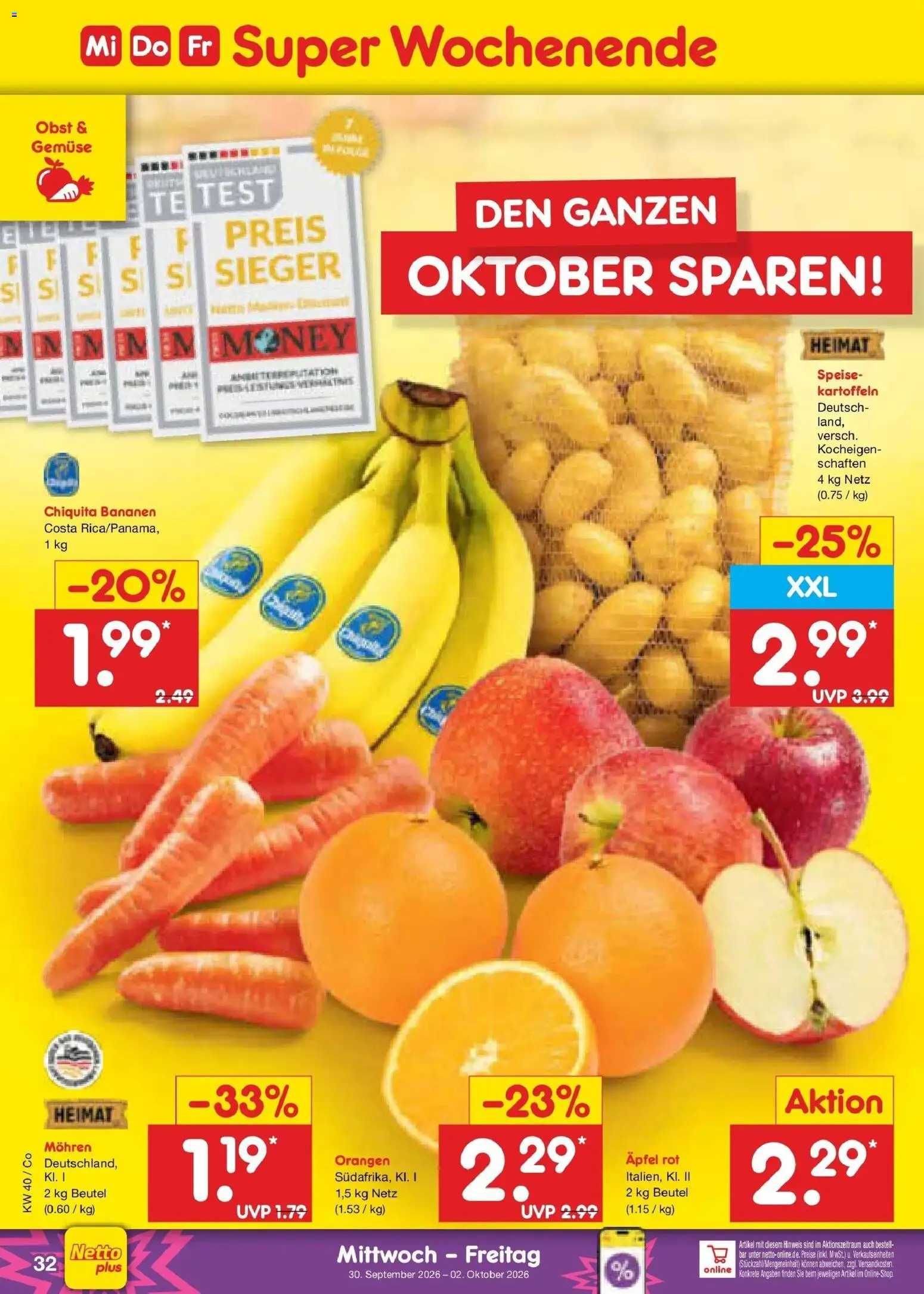 Netto Marken-Discount Prospekt Delitzsch – gültig ab 28.09.2026 | Seite: 50 | Produkte: Bananen, Orangen, Gemüse, Obst