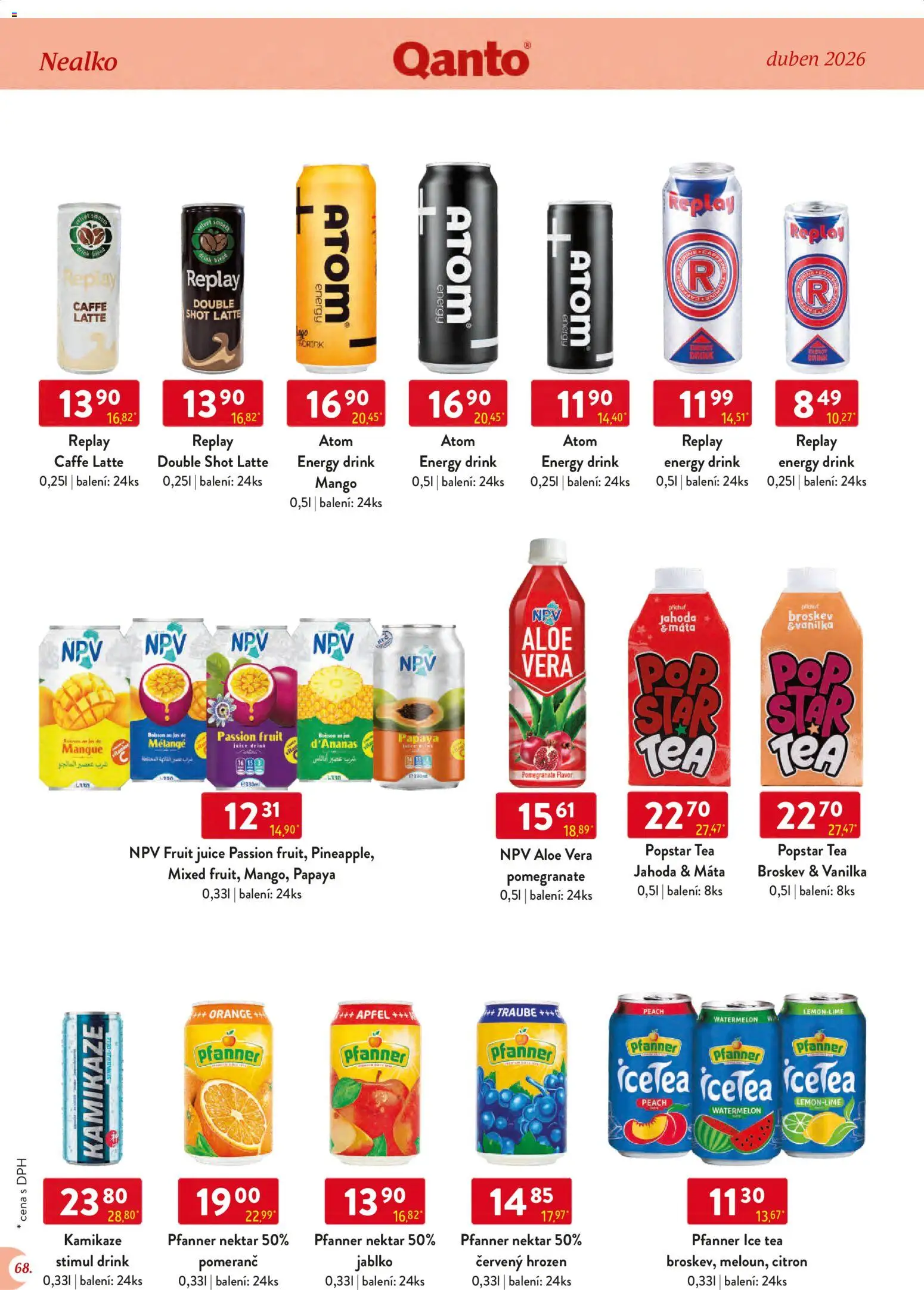 Astur & Qanto leták - Velkoobchod 04/2026 od 01.04.2026 | Strana: 68 | Produkty: Mango, Aloe vera, Ice tea, Energy drink