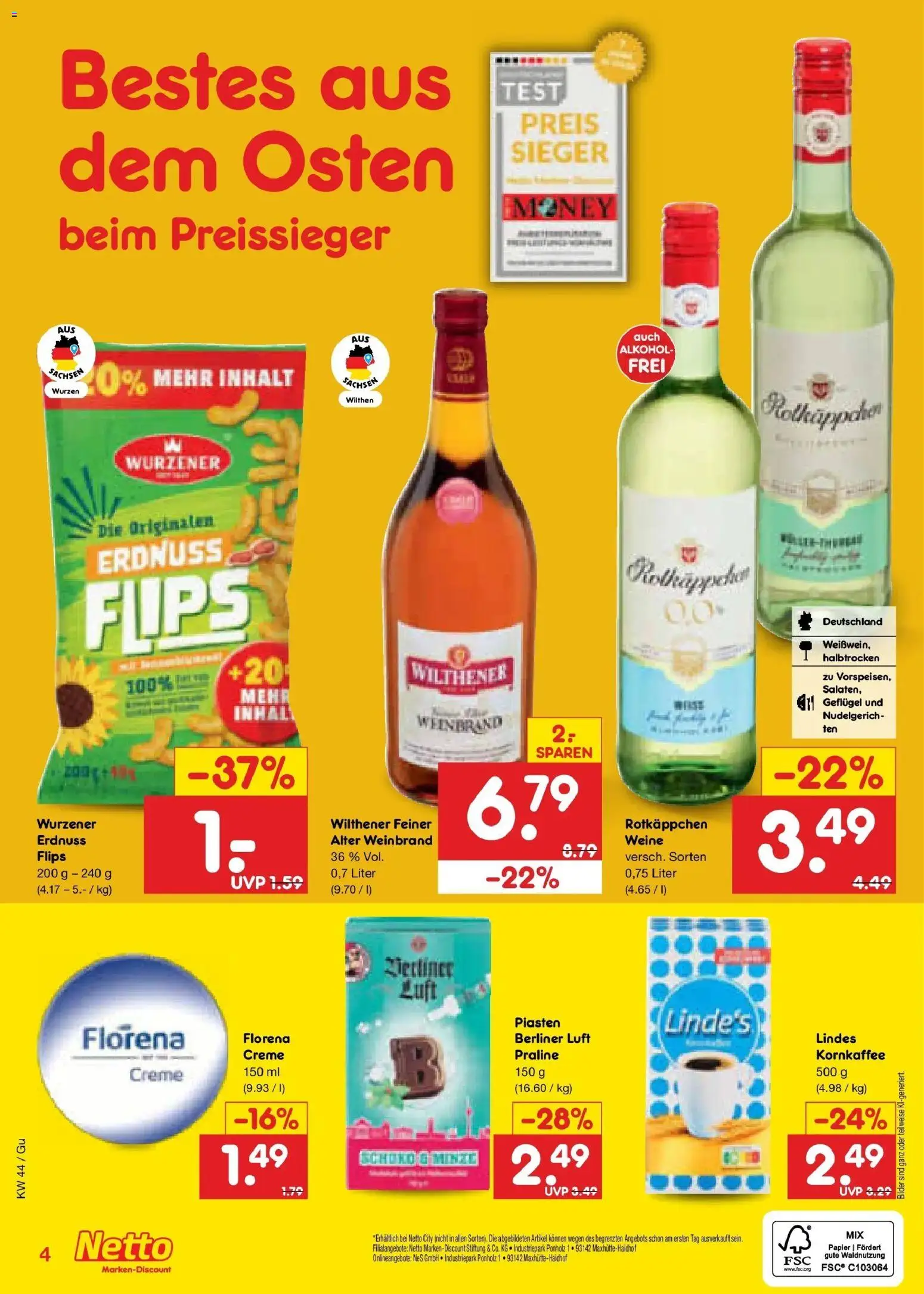 Netto Marken-Discount Prospekt Machern – gültig ab 26.10.2026 | Seite: 4 | Produkte: Berliner, Wilthener, Bilder, Alkohol