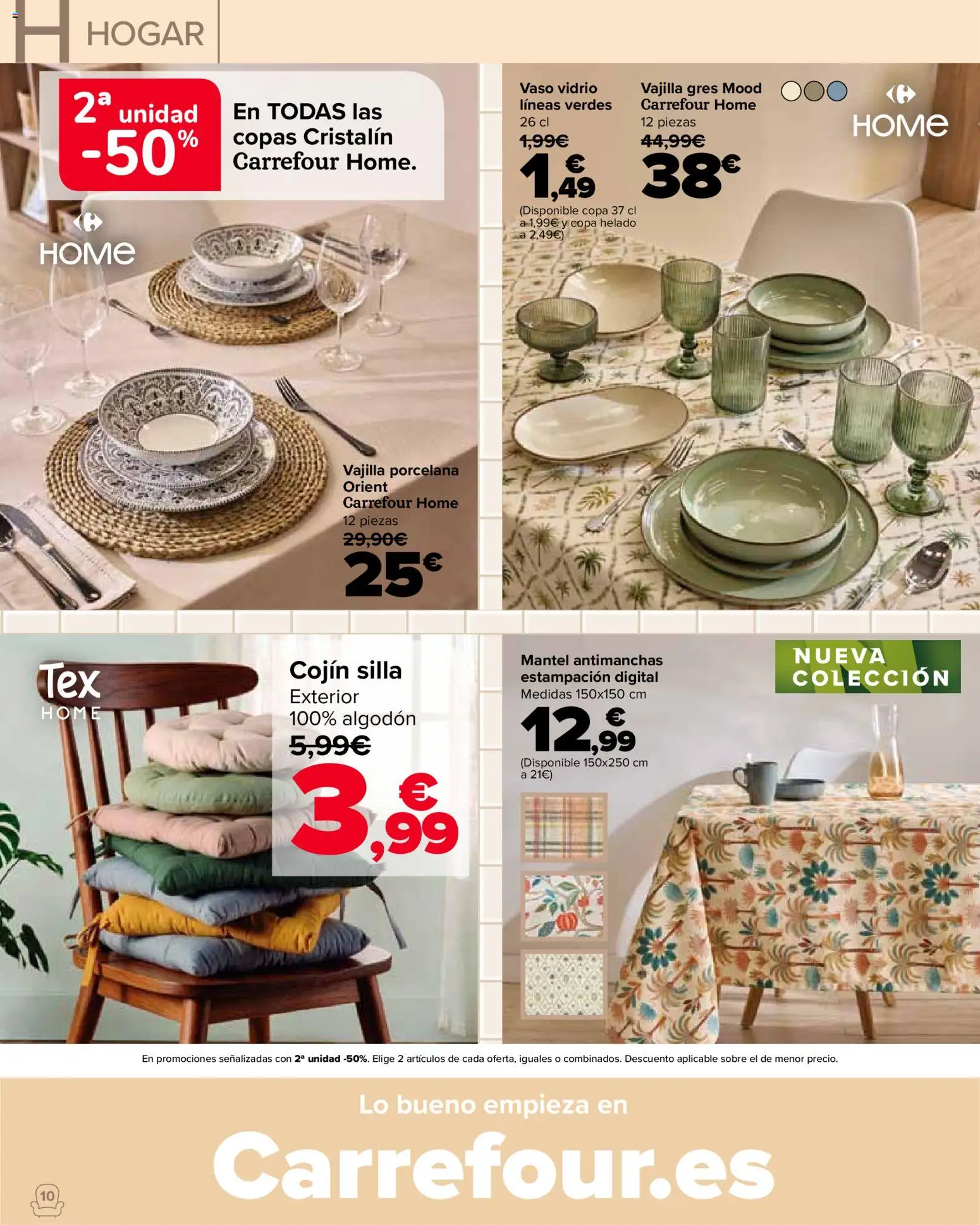 Carrefour Hogar │ válido desde el 22/09/2026 | Página: 10 | Productos: Mantel, Vajilla, Cojín, Silla