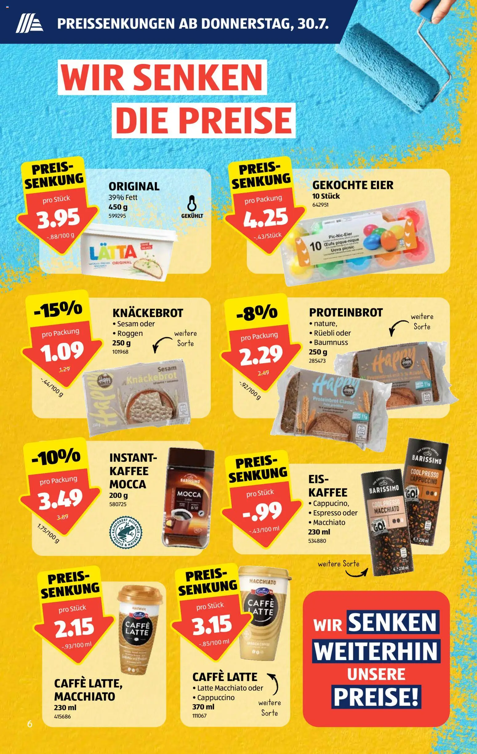 Aldi aktionen – gültig ab 30.07.2026 | Seite: 6 | Produkte: Eier, Kaffee, Cappuccino, Eis