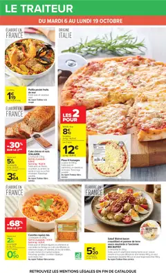 Carrefour - Prévisualisation de Cake chèvre et noix STALAVEN, La barquette 230 g., Soit les 2 produits : 3,70 €, Soit le kg : 8,84 €, Existe aussi au chorizo, au jambon, au piment, au poulet et curry ou au thon et tomates. Panachage possible., Au rayon Traiteur libre-service valide à partir de 06/10/2026 | Page: 28
