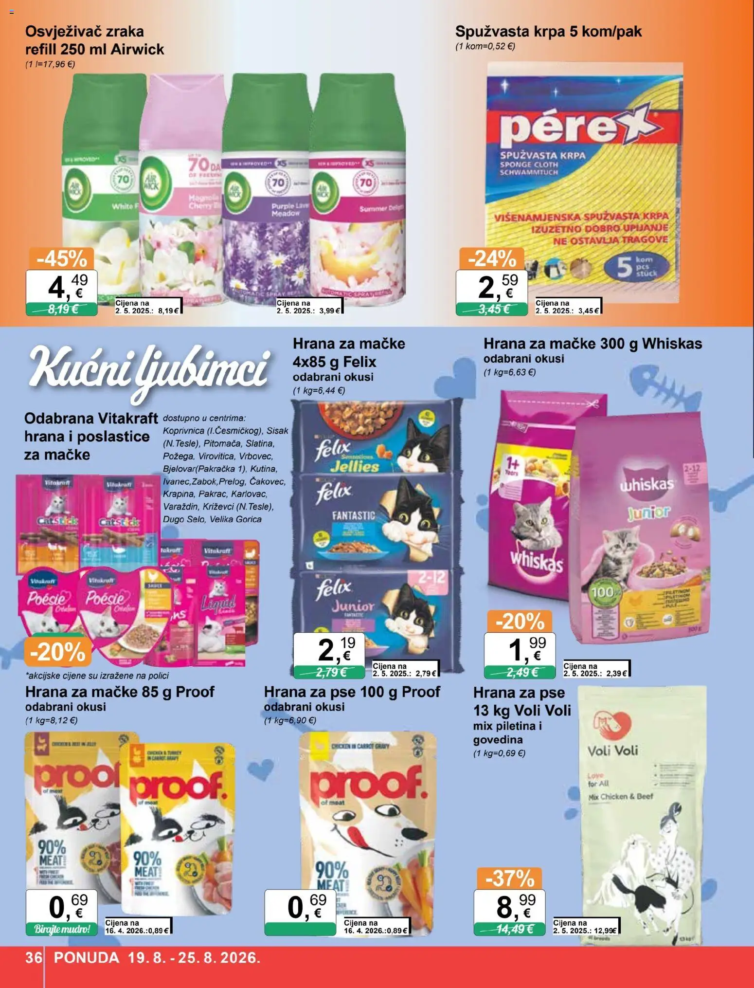 KTC katalog | vrijedi od 19.08.2026 | Stranica: 36 | Proizvodi: Whiskas, Osvježivač zraka, Piletina, Hrana za pse