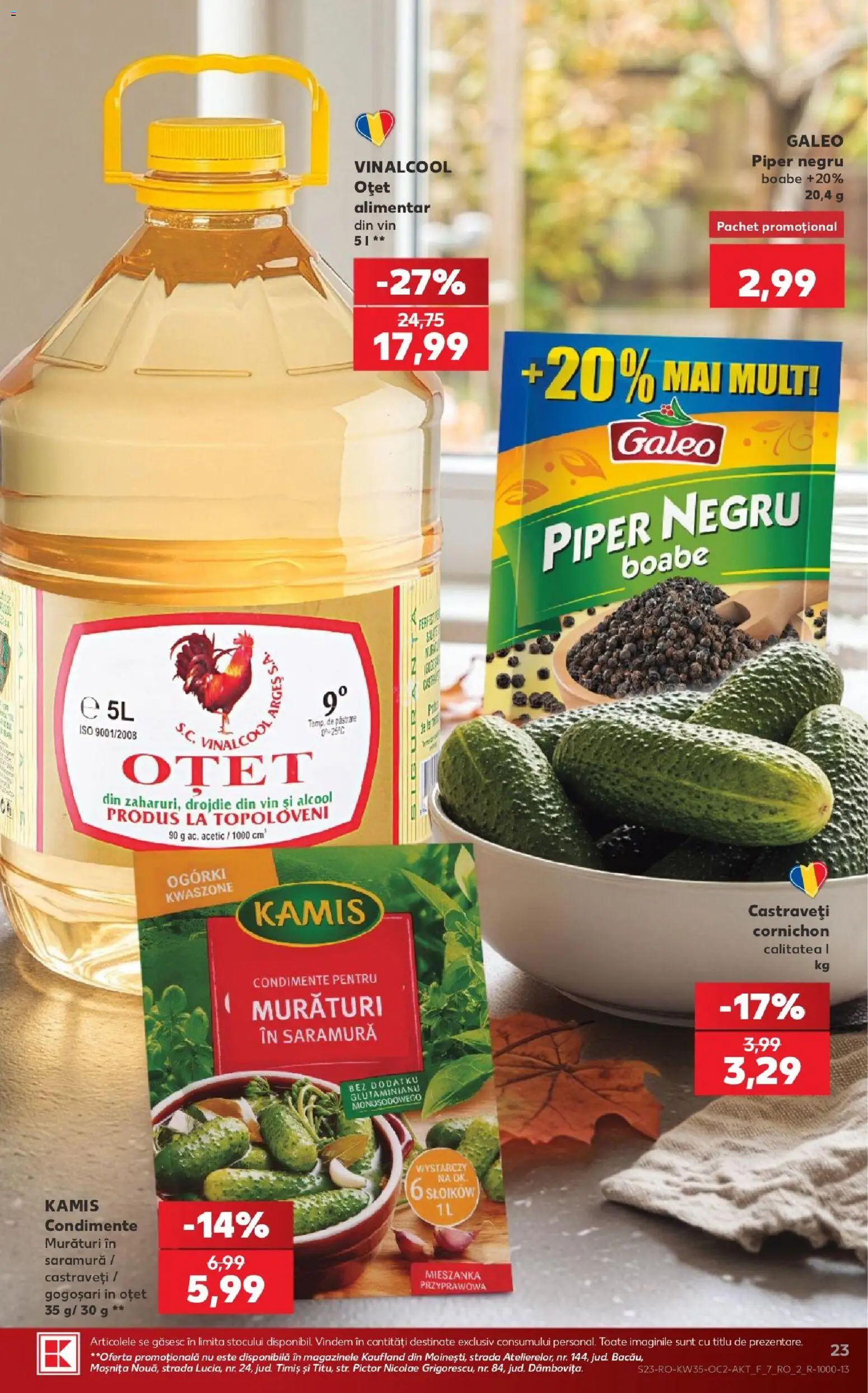 Noul catalog Kaufland – valabil de la 26.08.2026 | Pagină: 23 | Produse: Oțet, Vin, Condimente, Piper