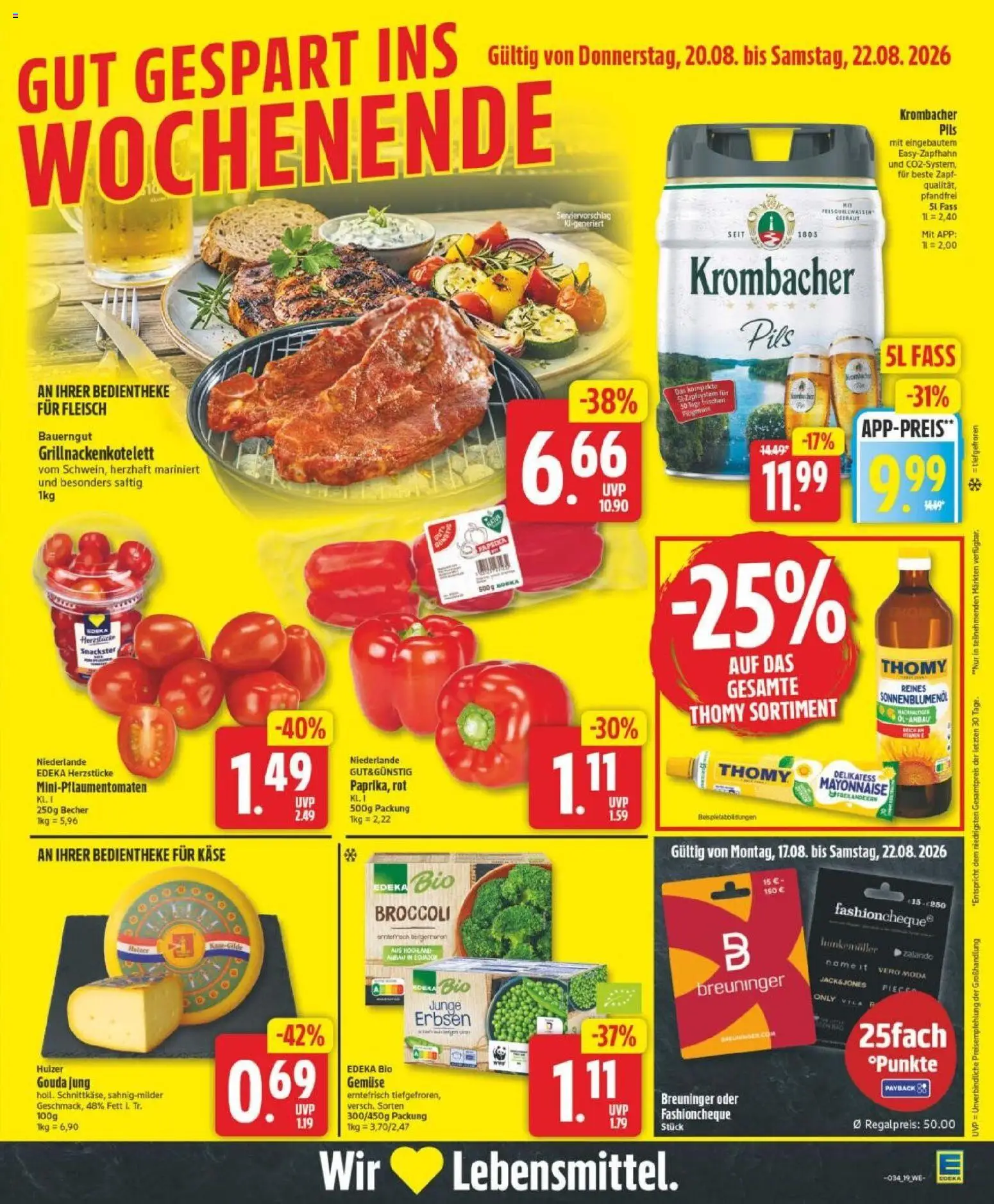 Edeka Prospekt Hannover – gültig ab 17.08.2026 | Seite: 19 | Produkte: Käse, Sonnenblumenol, Gouda, Erbsen
