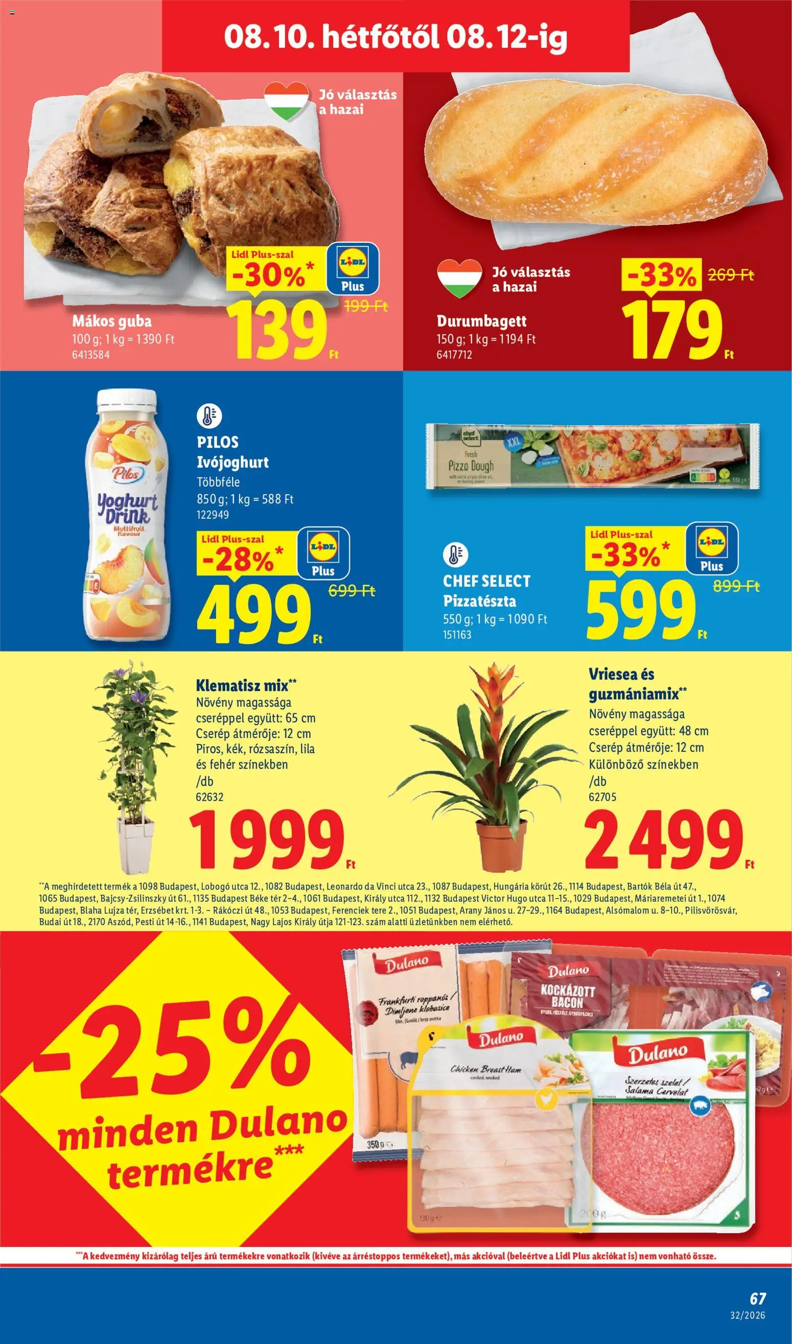 Lidl akciós ujság - amely érvényes a következő dátumtól: 2026.08.06. | Oldal: 67 | Termékek: Ivójoghurt, Dulano, Bacon, Pilos