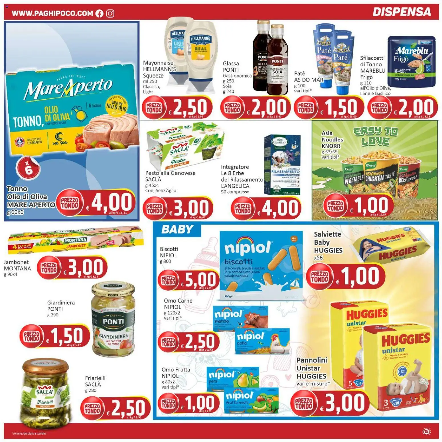 Volantino Paghi Poco del 02/10/2026 | Pagina: 15 | Prodotti: Manzo, Frutta, Pera, Glassa