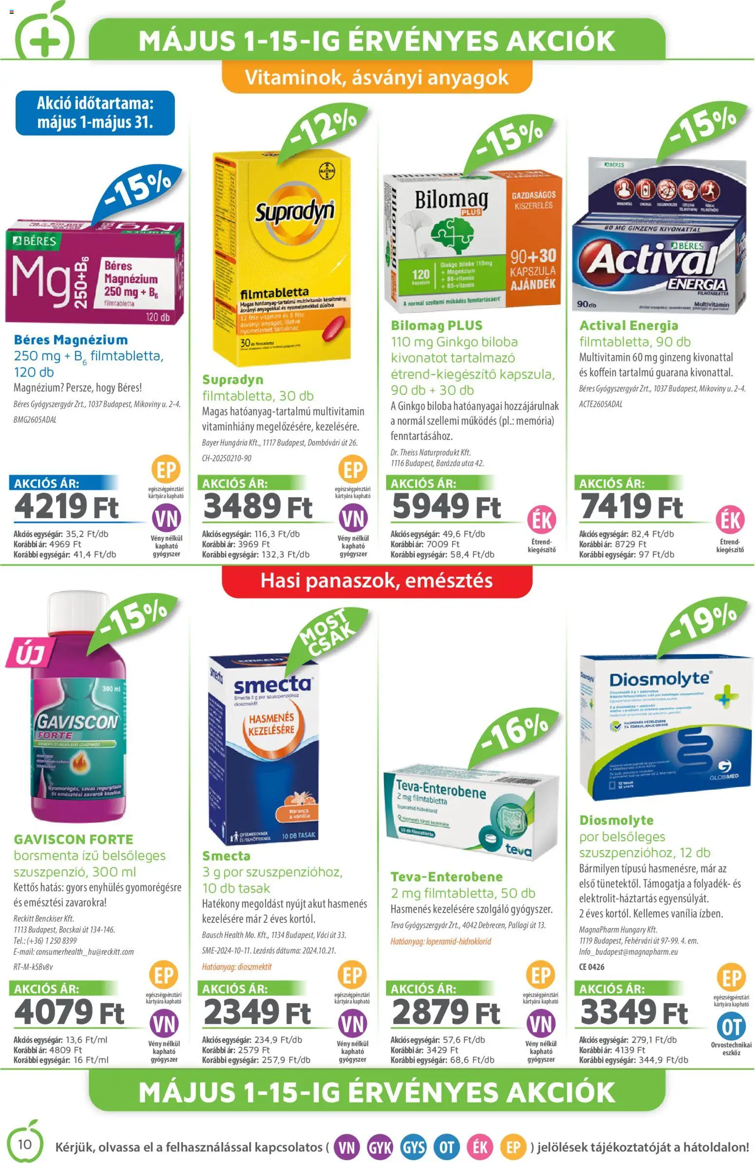 Alma Gyógyszertárak akciós ujság - amely érvényes a következő dátumtól: 01.05.2026 | Oldal: 10 | Termékek: Ginkgo biloba, Narancs, Multivitamin