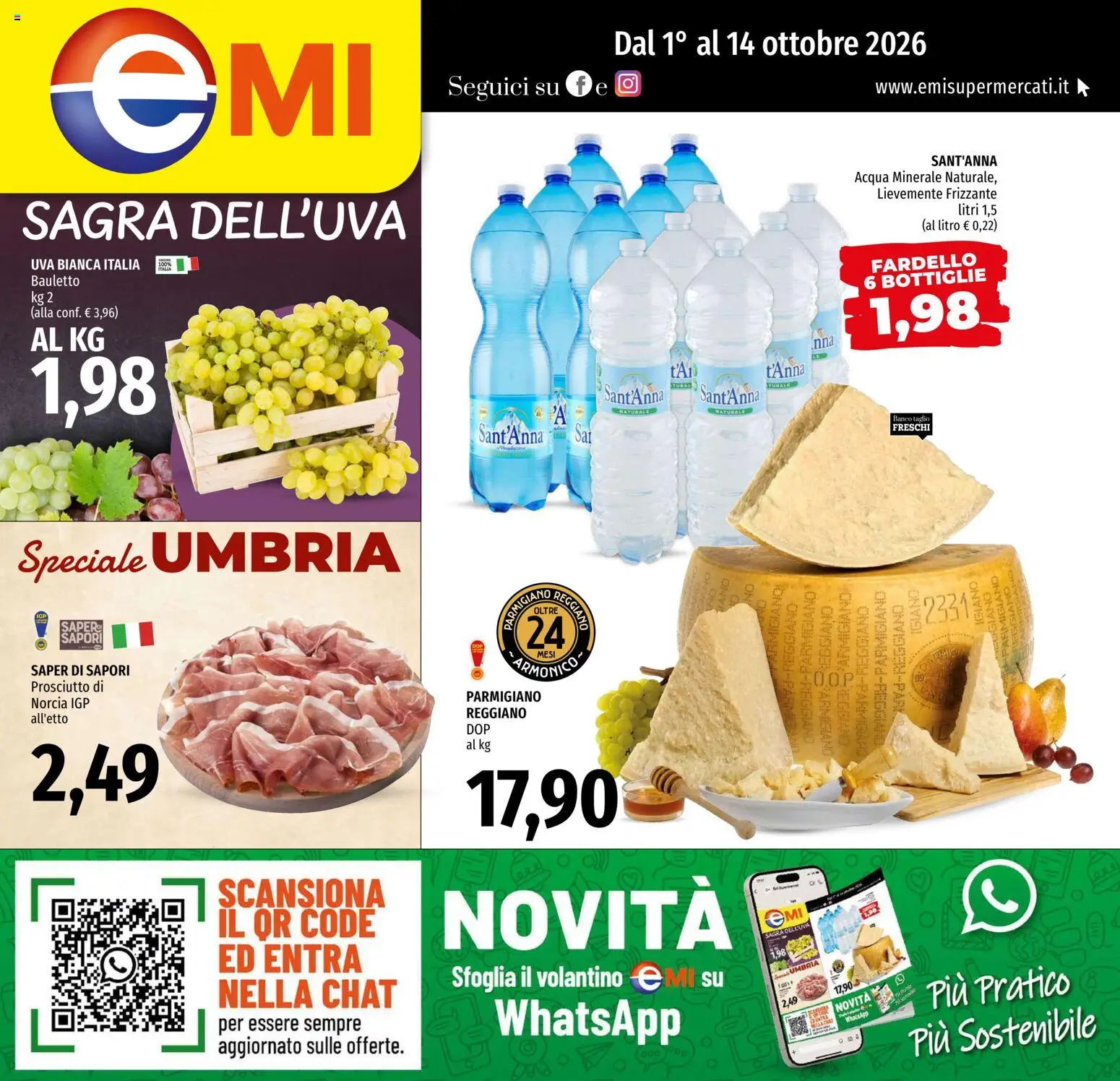 Volantino EMI del 01/10/2026 | Pagina: 1 | Prodotti: Acqua, Taglio, Prosciutto, Acqua minerale