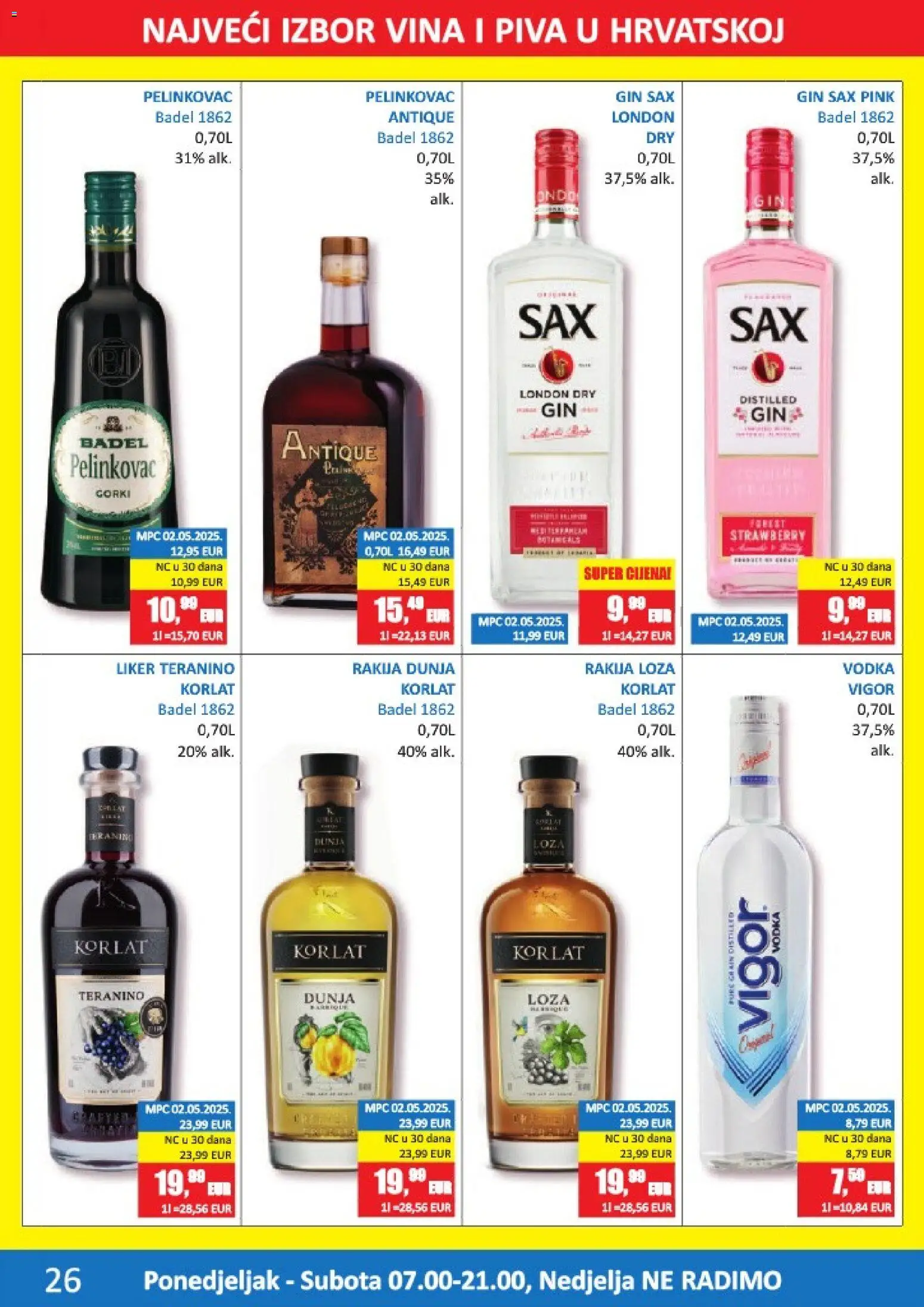 Vrutak katalog | vrijedi od 11.05.2026 | Stranica: 26 | Proizvodi: Korlat, Pelinkovac Antique, Rakija, Vodka