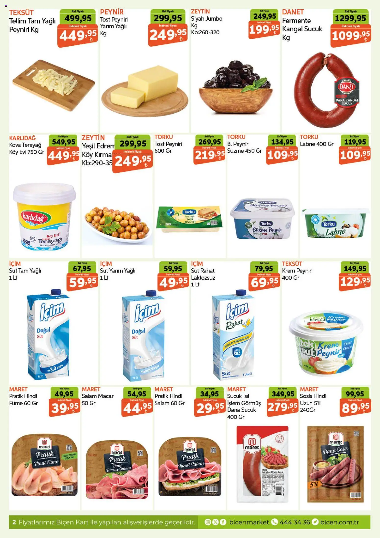 Biçen Market Katalog - 10.06.2026 tarihinden itibaren geçerlidir | Sayfa: 2 | Ürünler: Peynir, Salam, Süzme peynir, Hindi füme