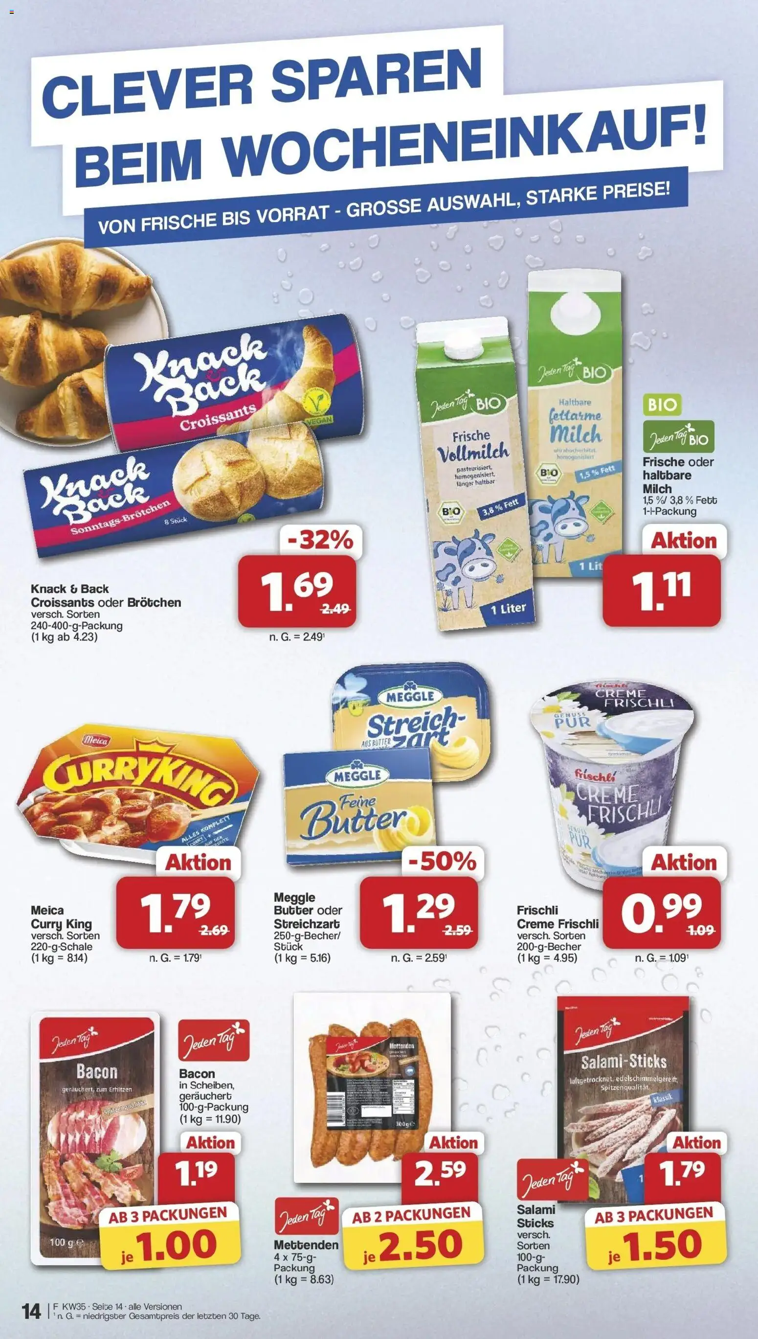 Famila Nordwest Wochenangebote (ab 24.08.2026) zum Blättern | Seite: 16 | Produkte: Milch, Creme, Meica, Salami