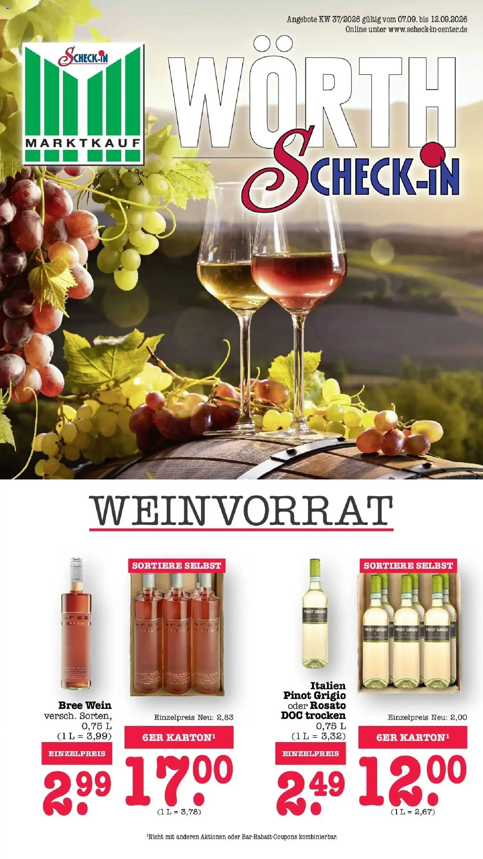 Marktkauf Prospekt Wörth Am Rhein (ab 07.09.2026) » Angebote online | Seite: 1 | Produkte: Bree, Wein