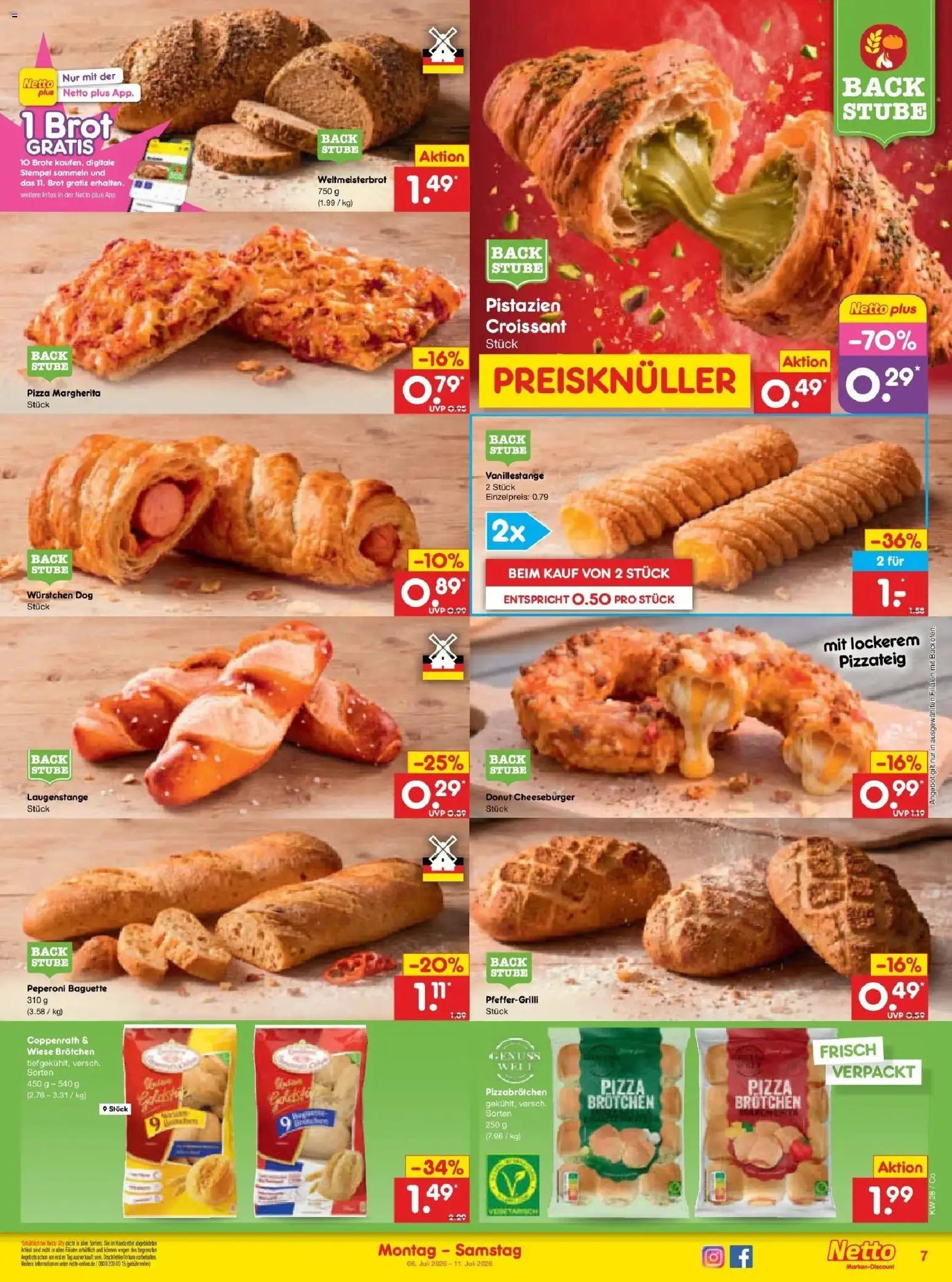 Netto Marken-Discount - Netto: Wochenangebote – gültig ab 05.07.2026 | Seite: 11 | Produkte: Baguette, Croissant, Brot, Pizza