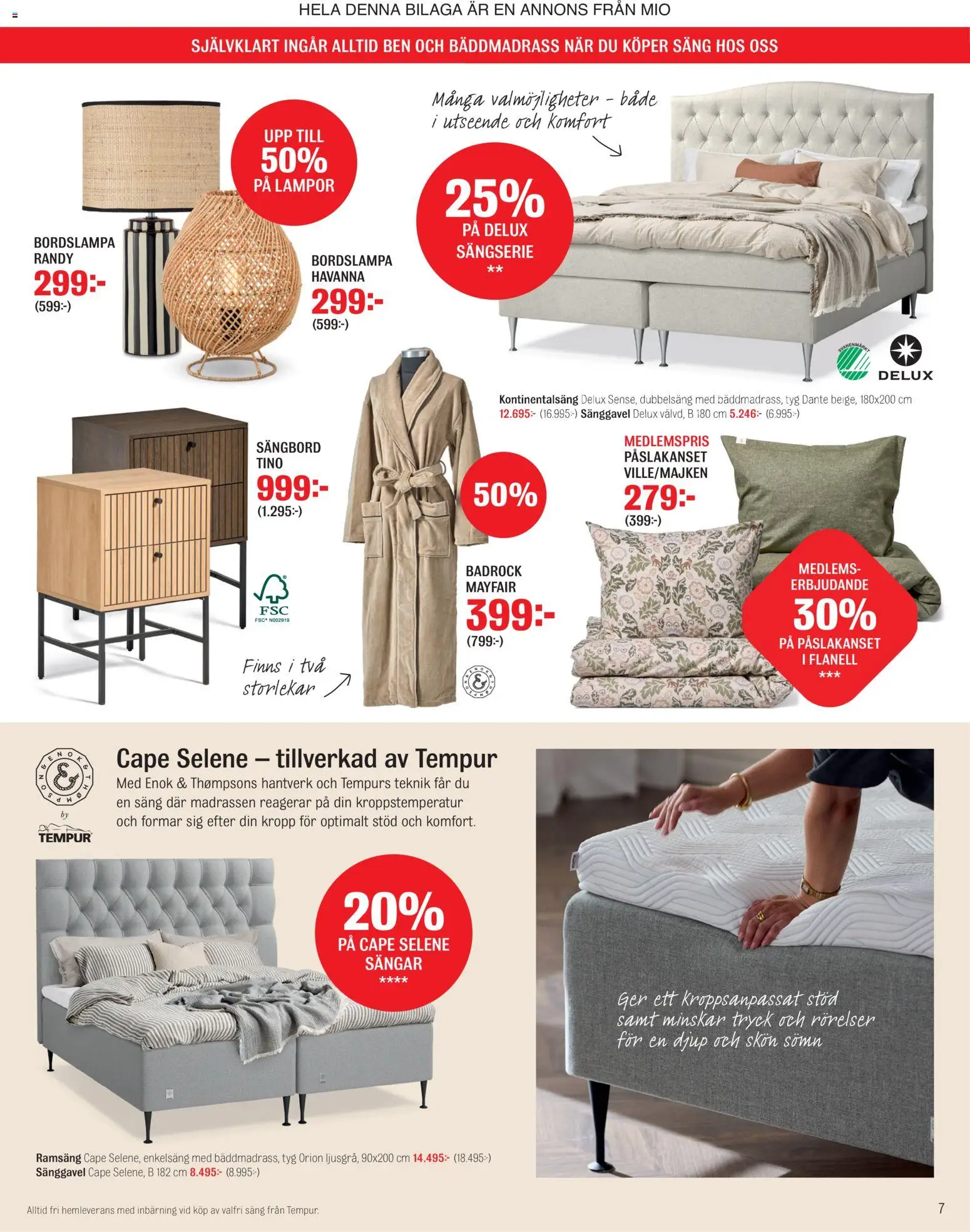 Mio reklamblad aktuell från 29/09/2026 | Sida: 7 | Produkter: Bäddmadrass, Sänggavel, Säng, Badrock