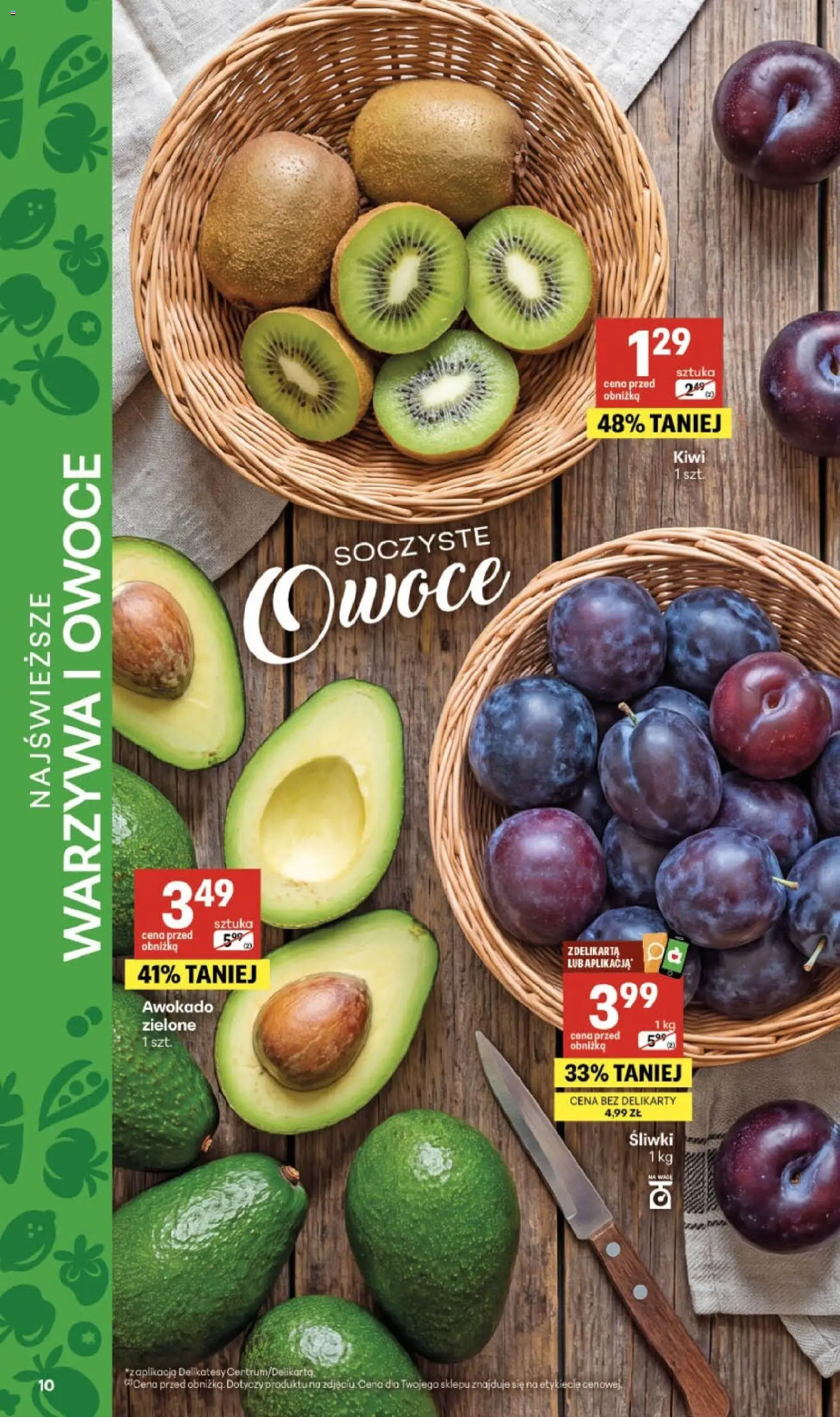 Delikatesy Centrum gazetka od 08.10.2026 | Strona: 10 | Produkty: Delikatesy, Śliwki, Kiwi, Awokado