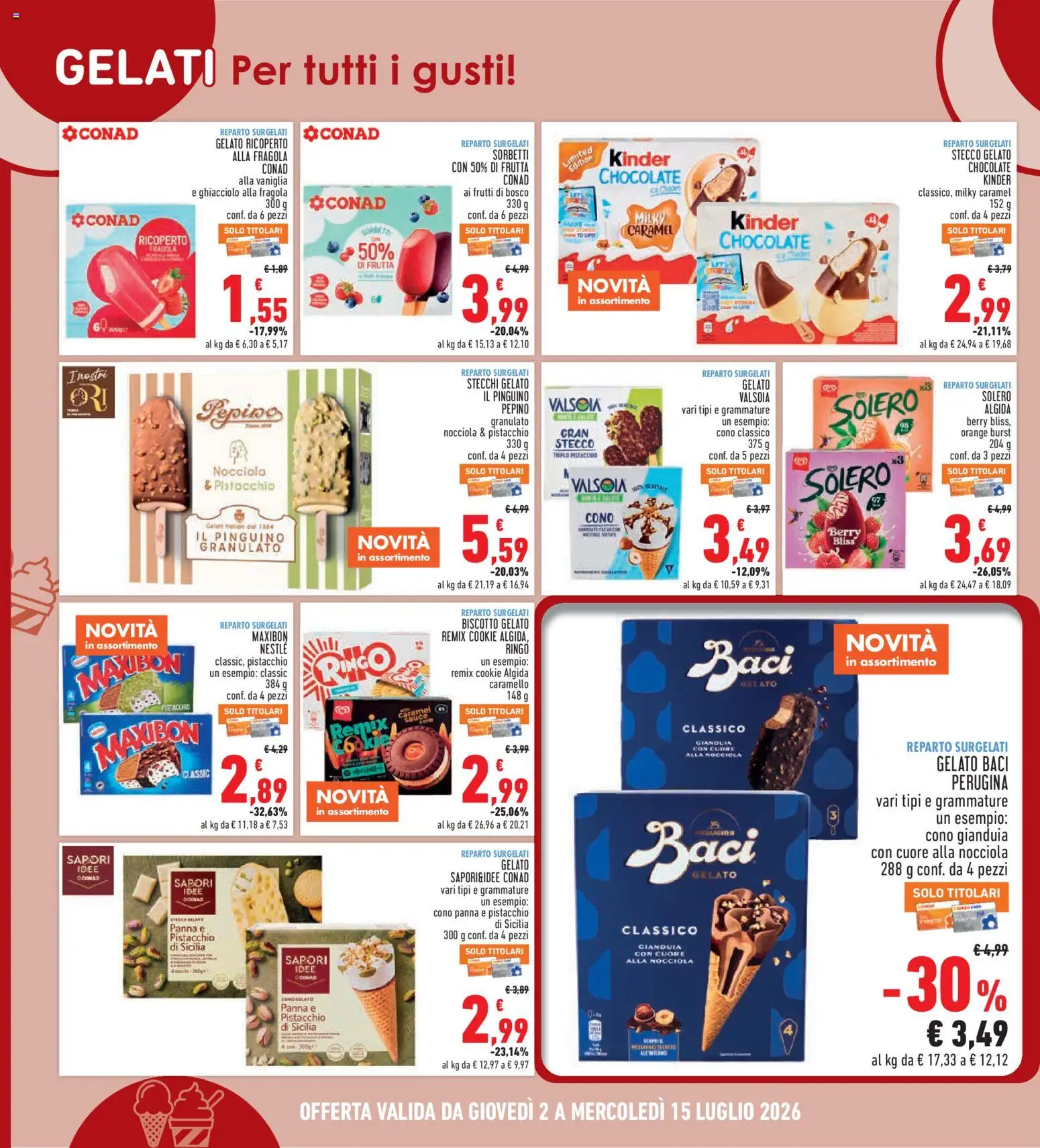 Volantino Conad del 02/07/2026 | Pagina: 12 | Prodotti: Panna, Gelato, Frutta